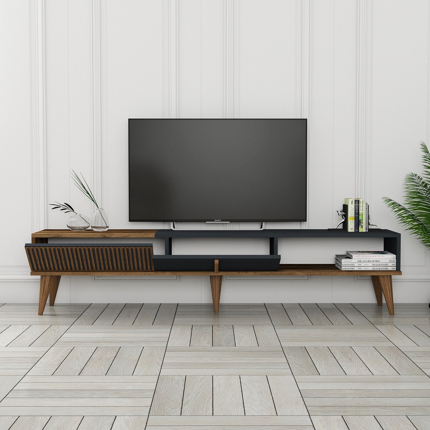 Milan lowboard walnut brown anthracite