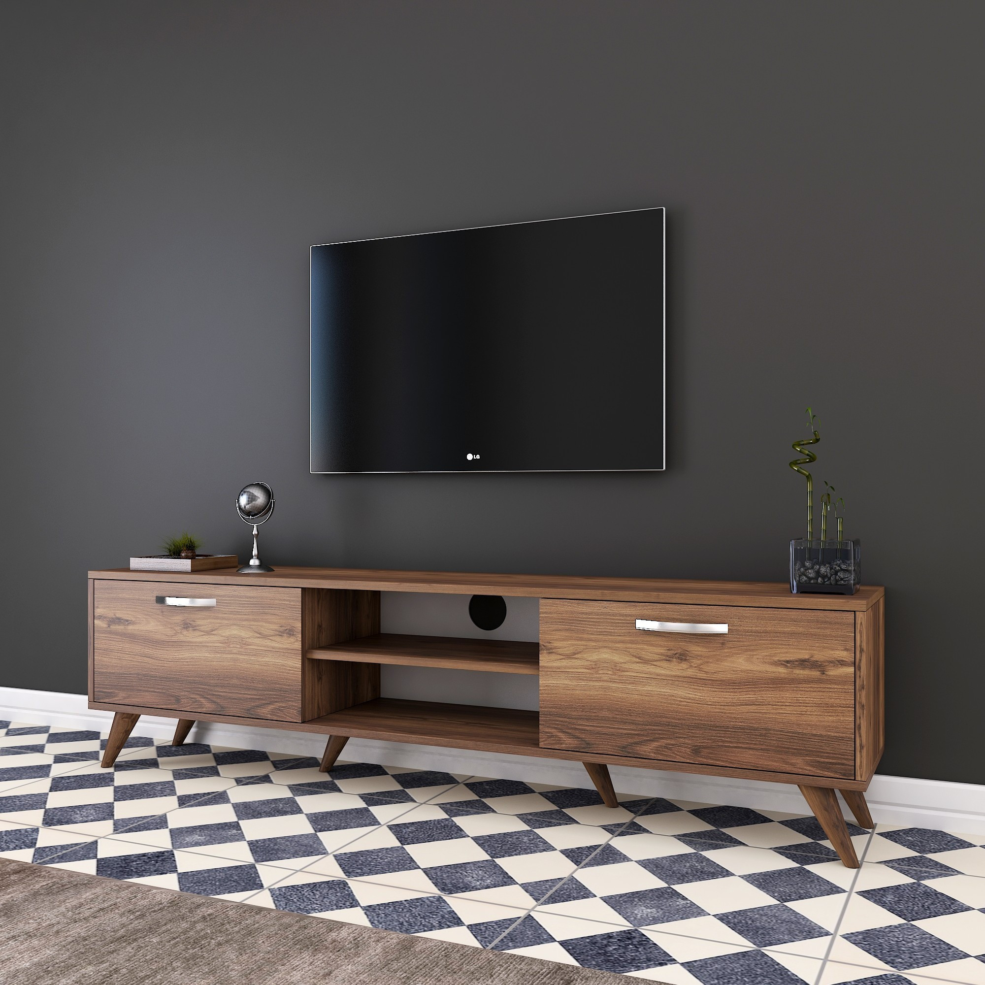 Lowboard Brown with shelf 180cm x 48.6cm