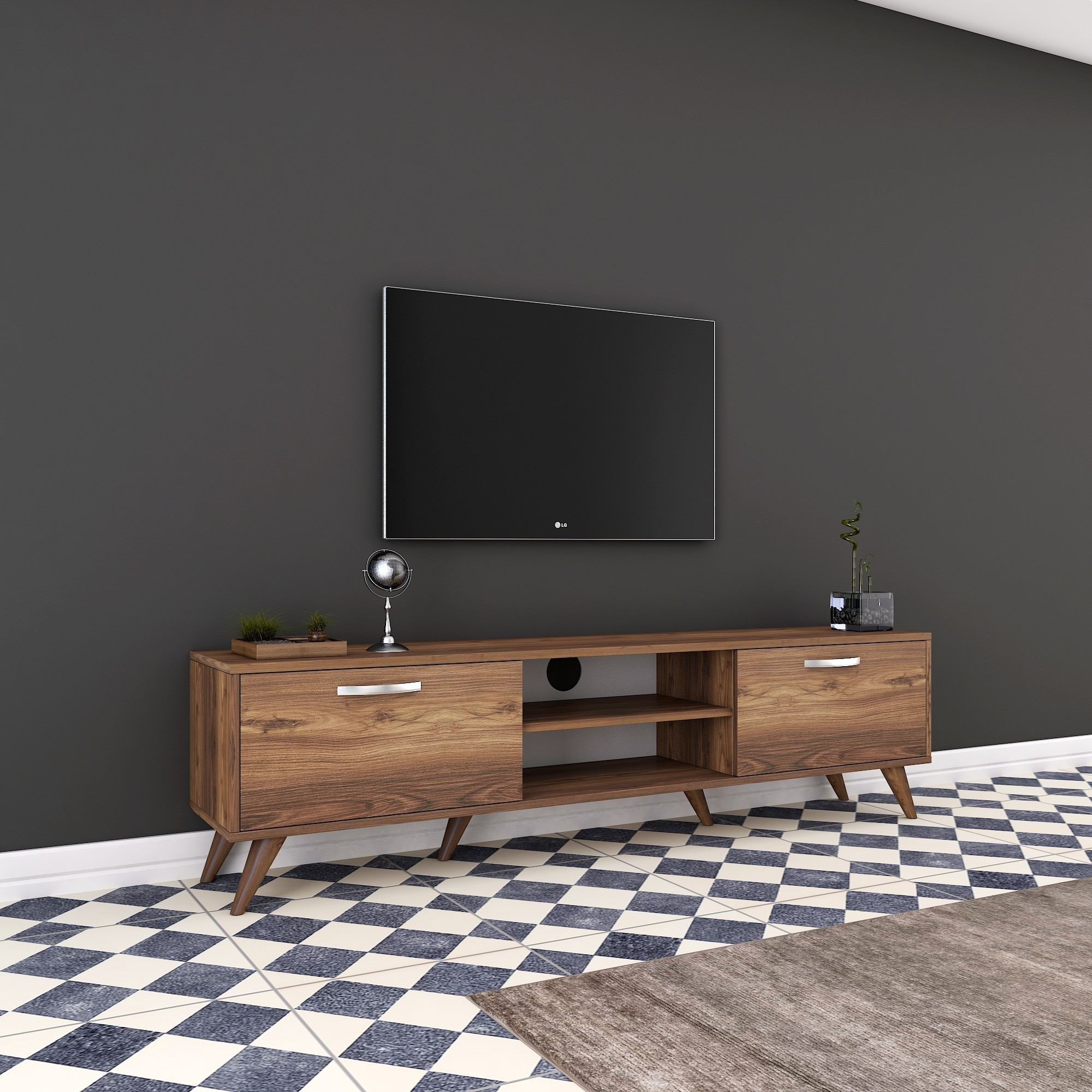 Lowboard Brown with shelf 180cm x 48.6cm