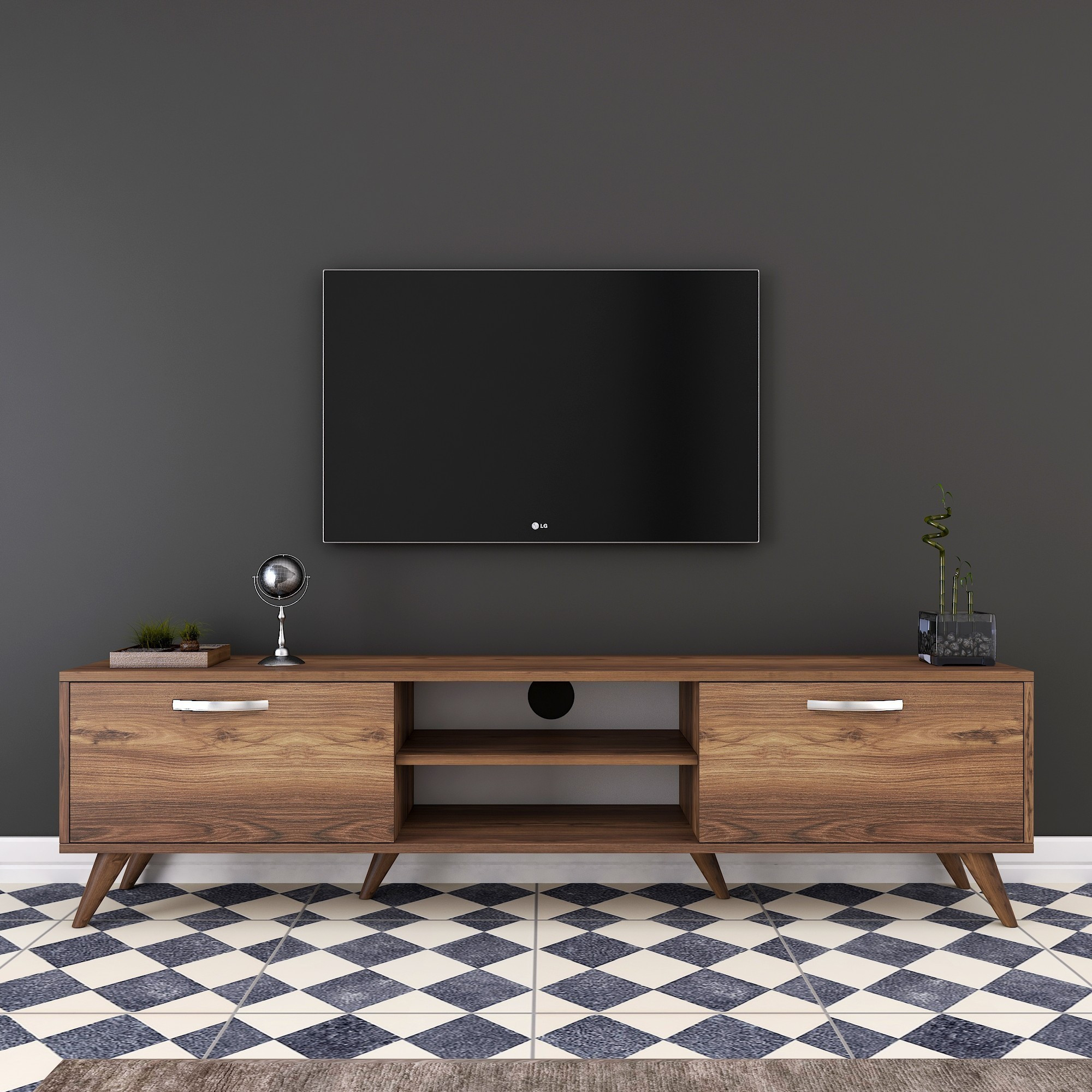 Lowboard Brown with shelf 180cm x 48.6cm
