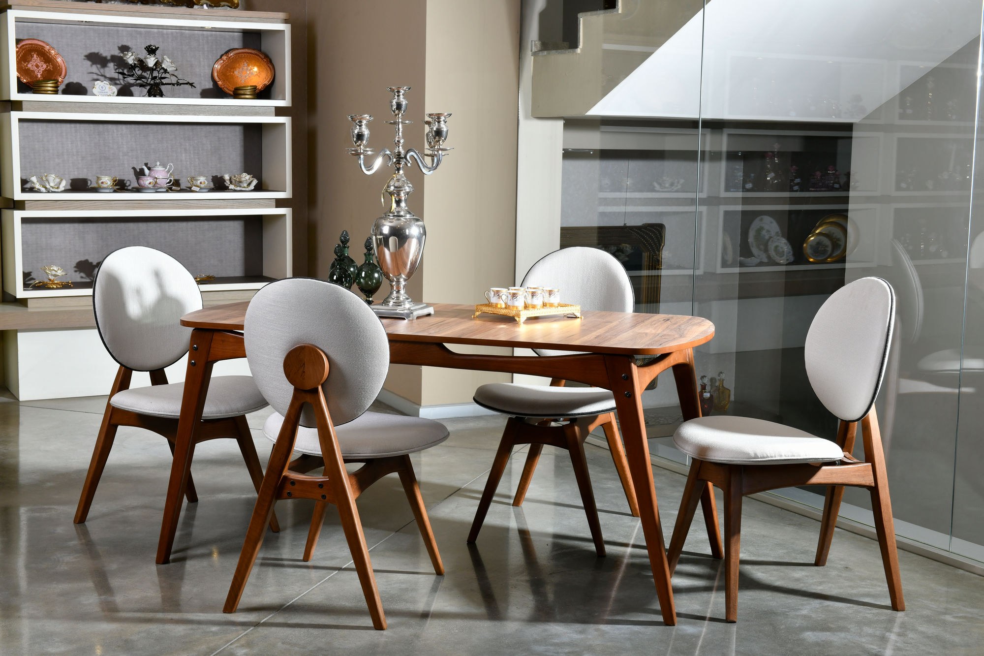 Touch Set tavolo da pranzo da 5 pezzi lino crema