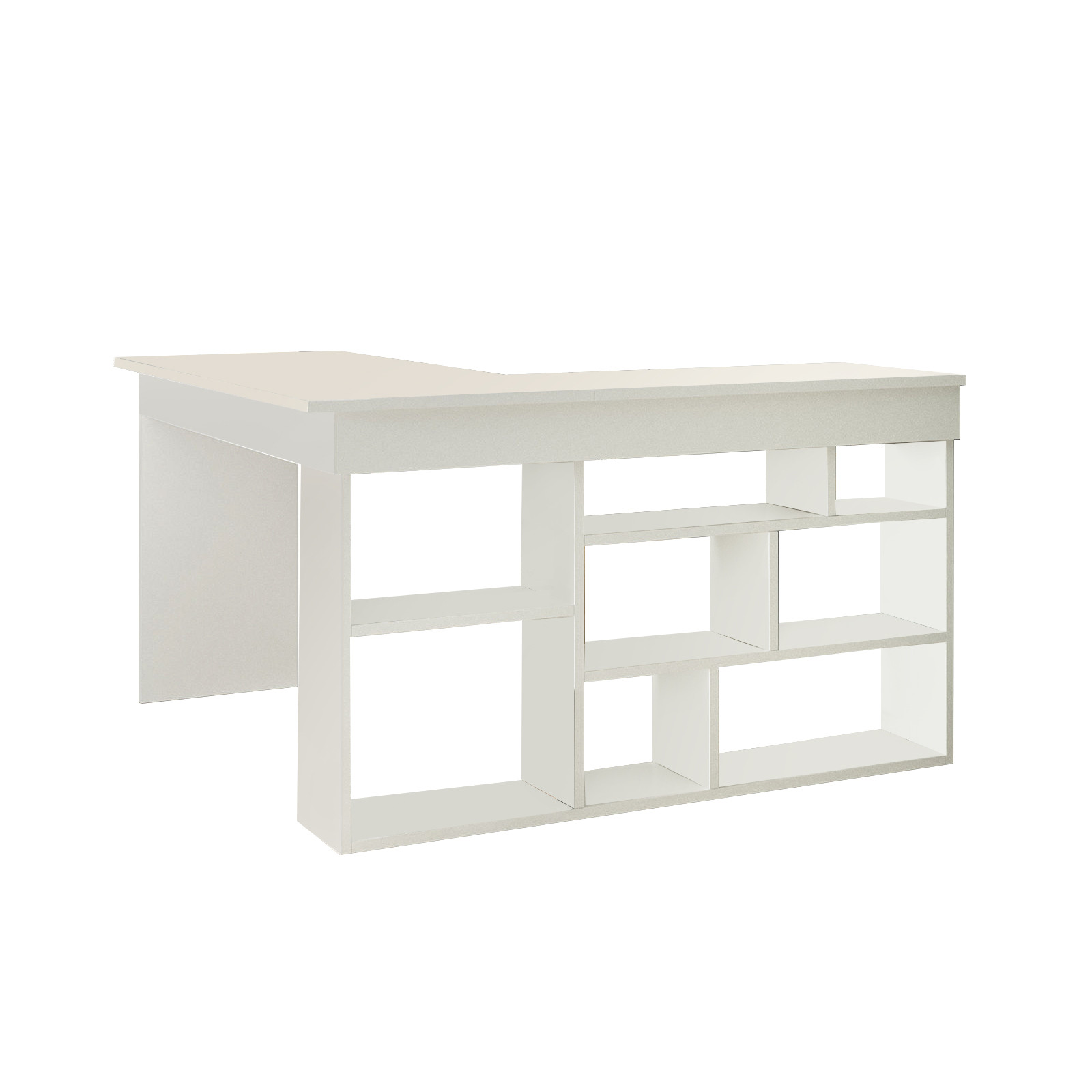 Corner desk with shelf White