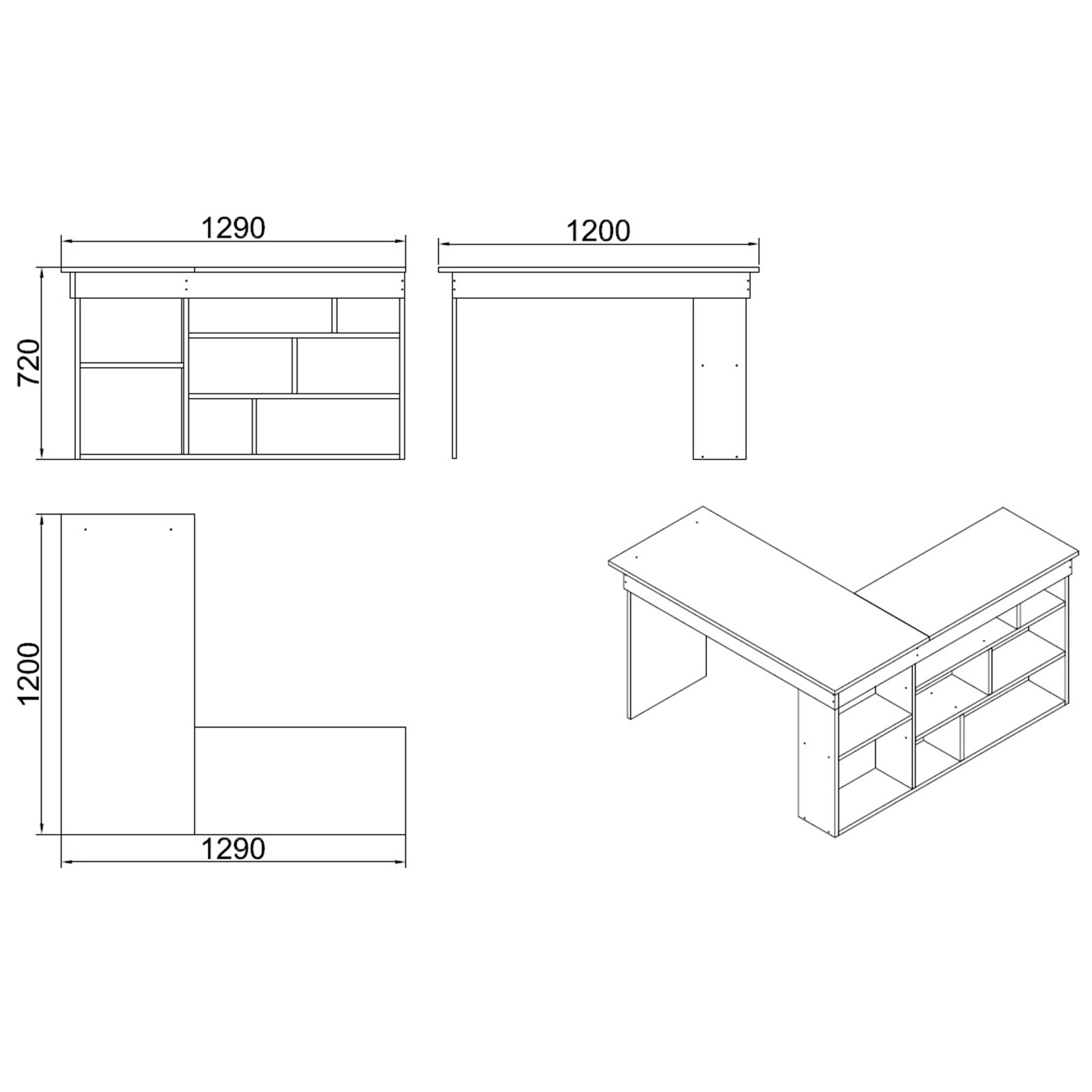 Corner desk with shelf Brown Black