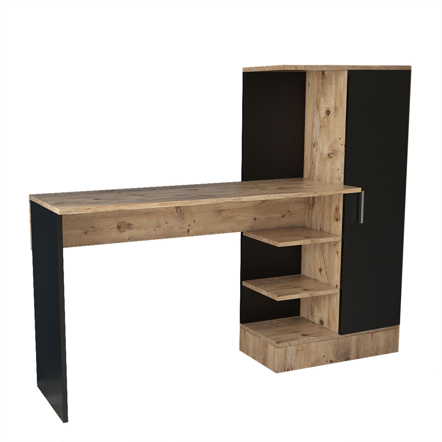 Desk with cabinet Brown Black