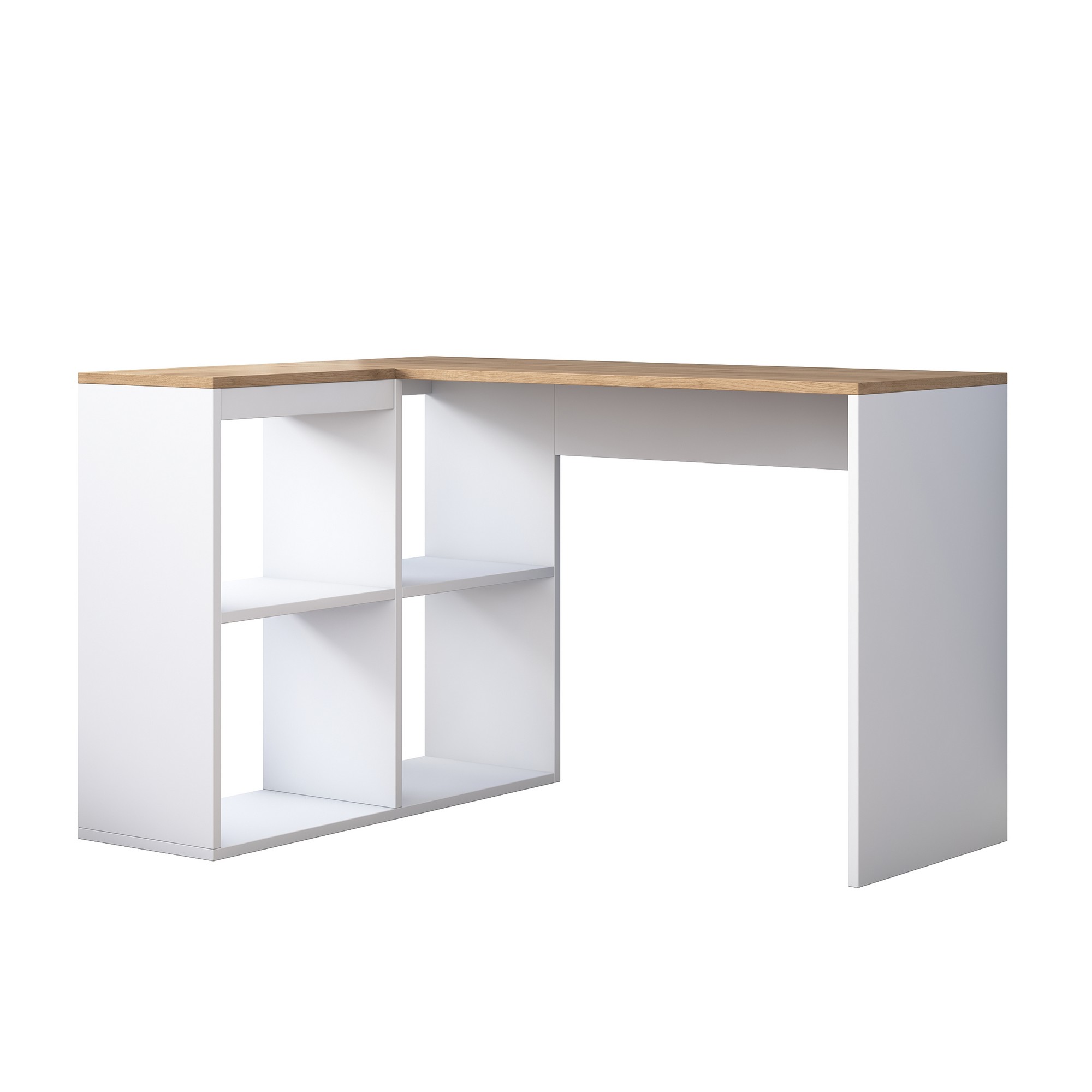 Corner desk with storage White Brown