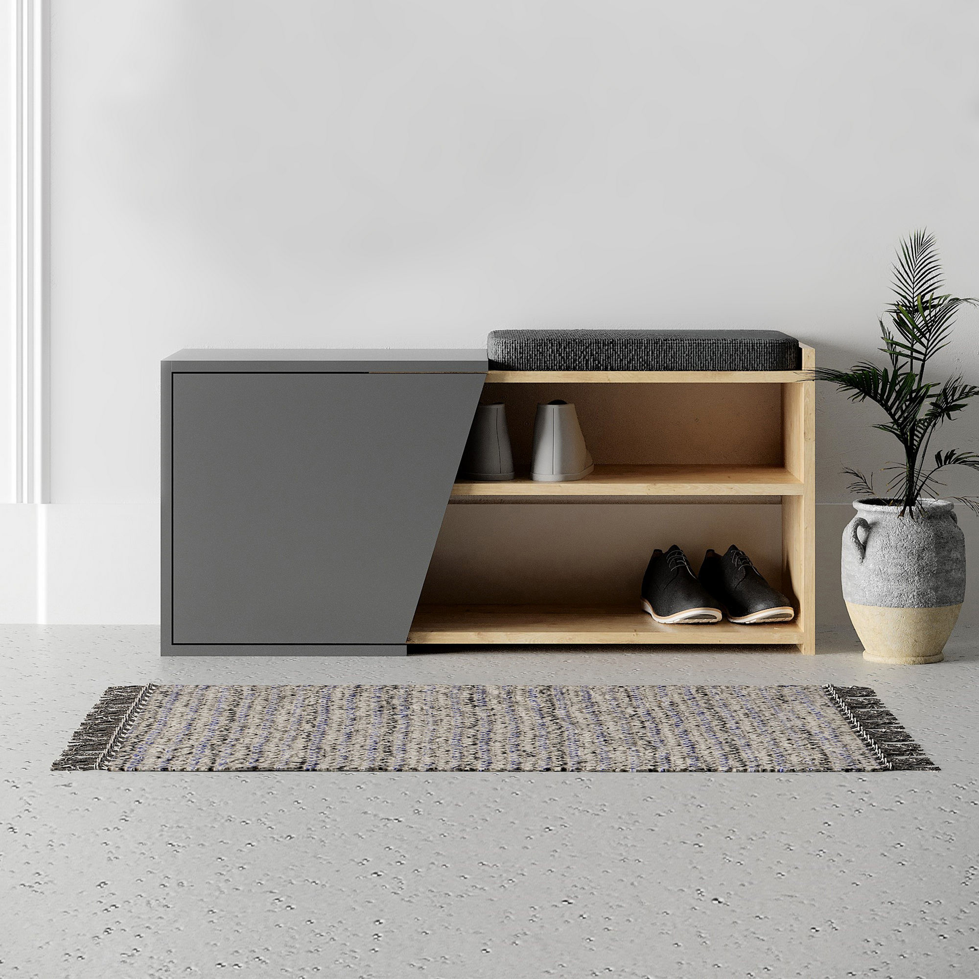 Fiona Schuhschrank Anthrazit Holzfurnier