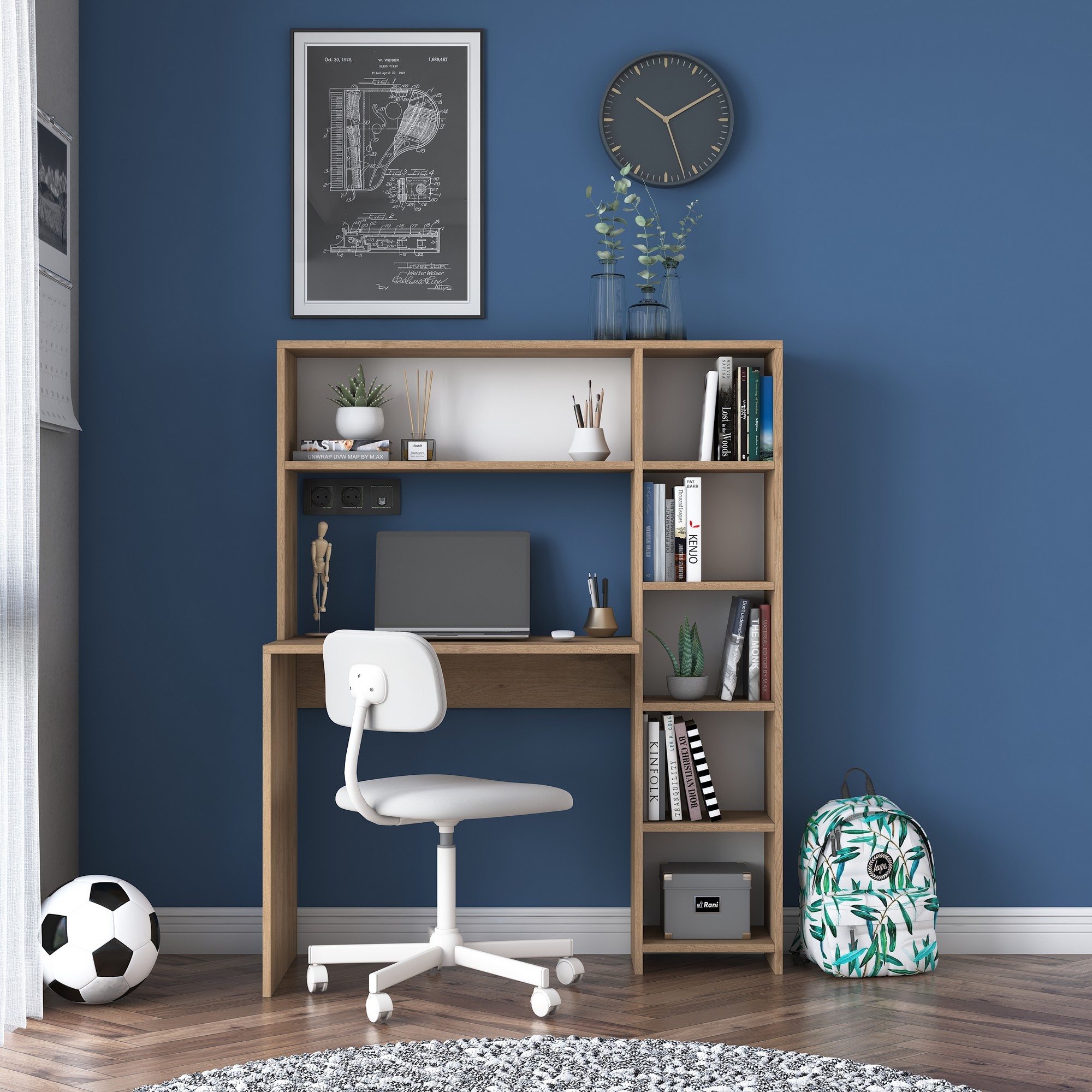 Desk with shelf Brown