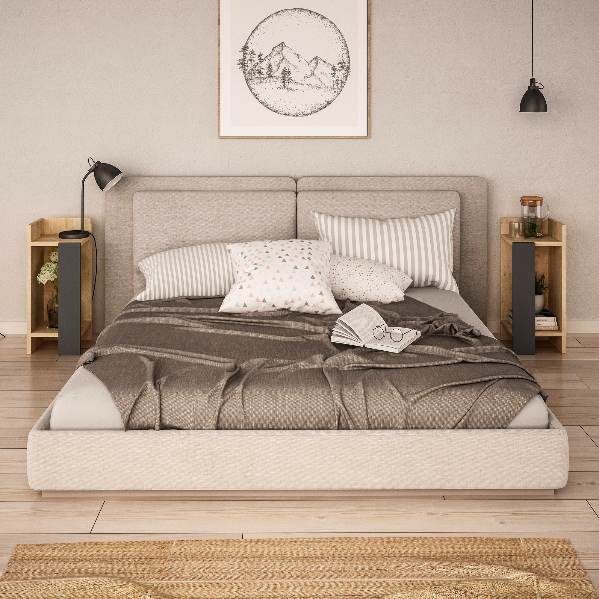 2x Elos Nightstand Anthracite