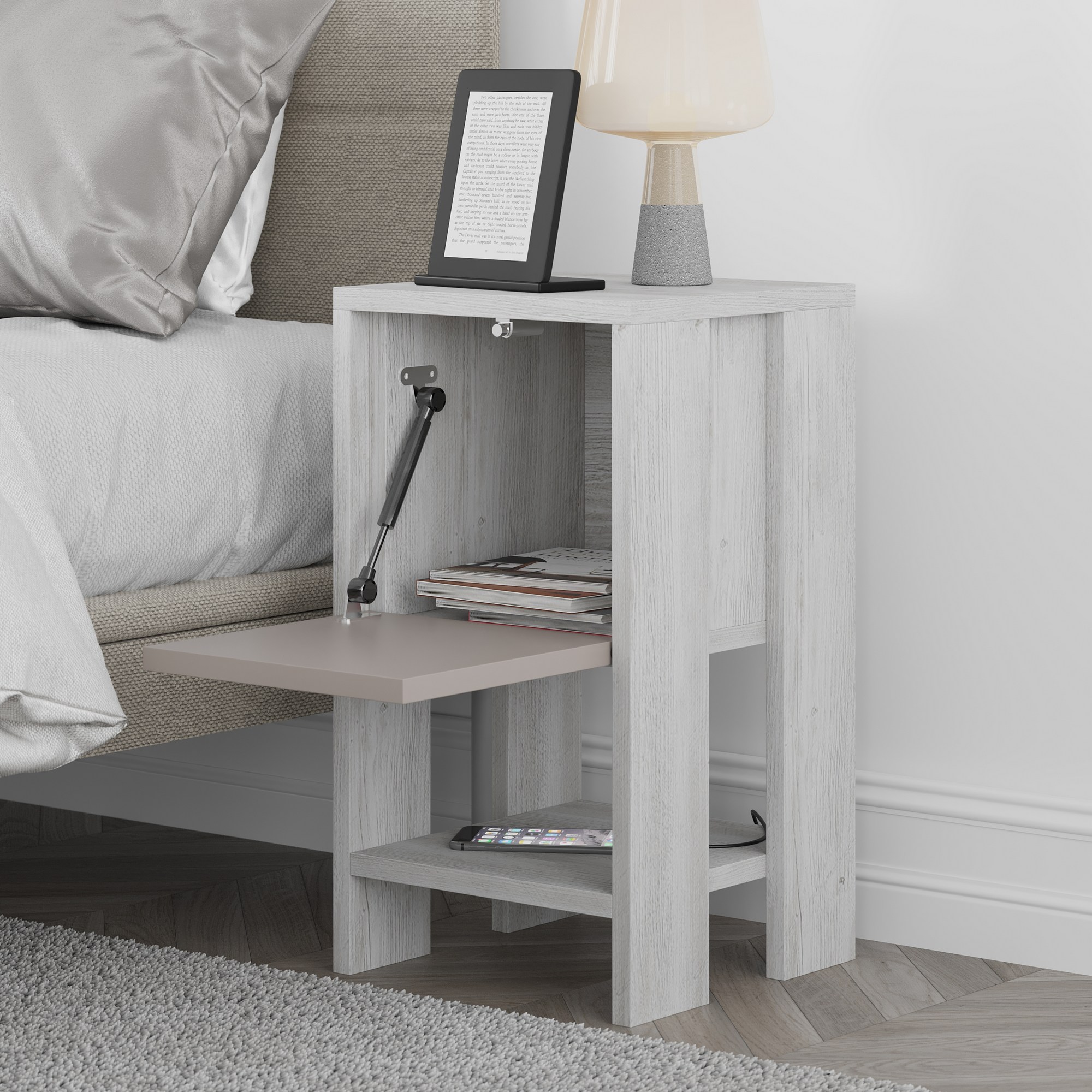 Ema Nightstand White Light Mocha
