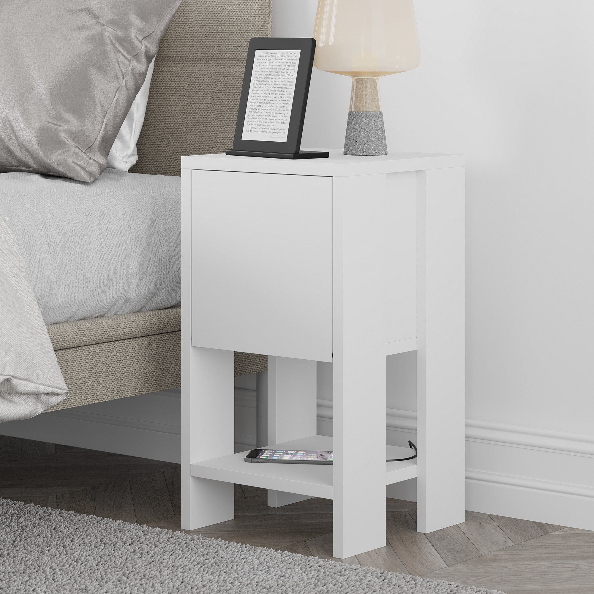 Ema Bedside Table White