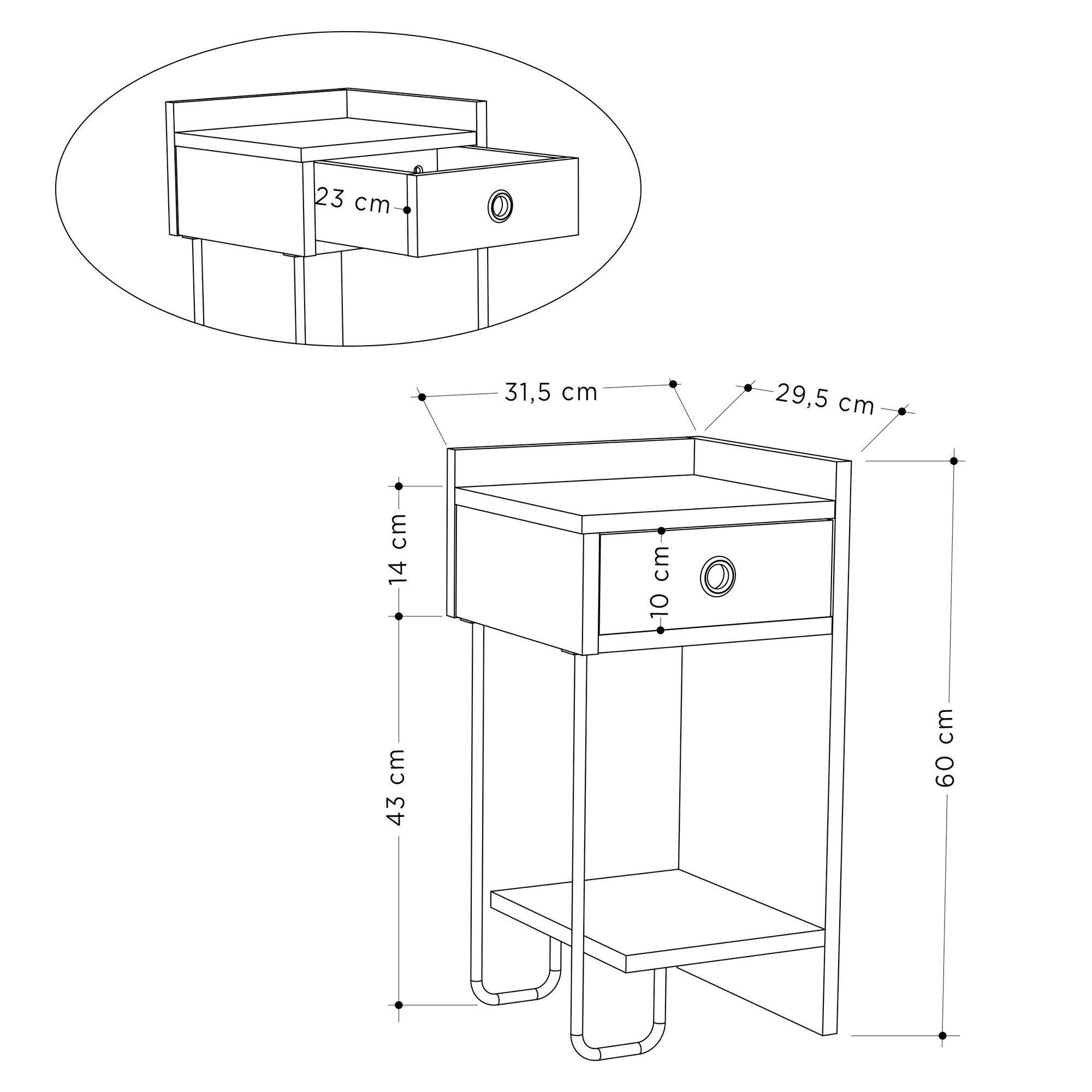 Sirius Bedside Table Right Light Mocha