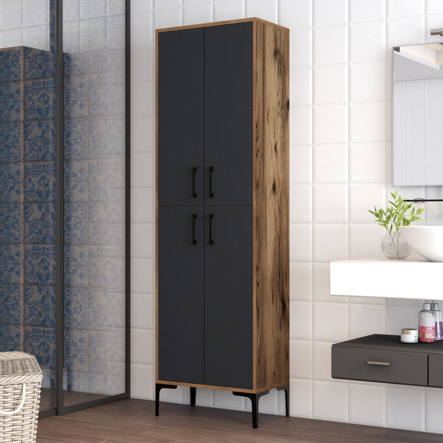 Benta Cabinet Walnut Brown Anthracite