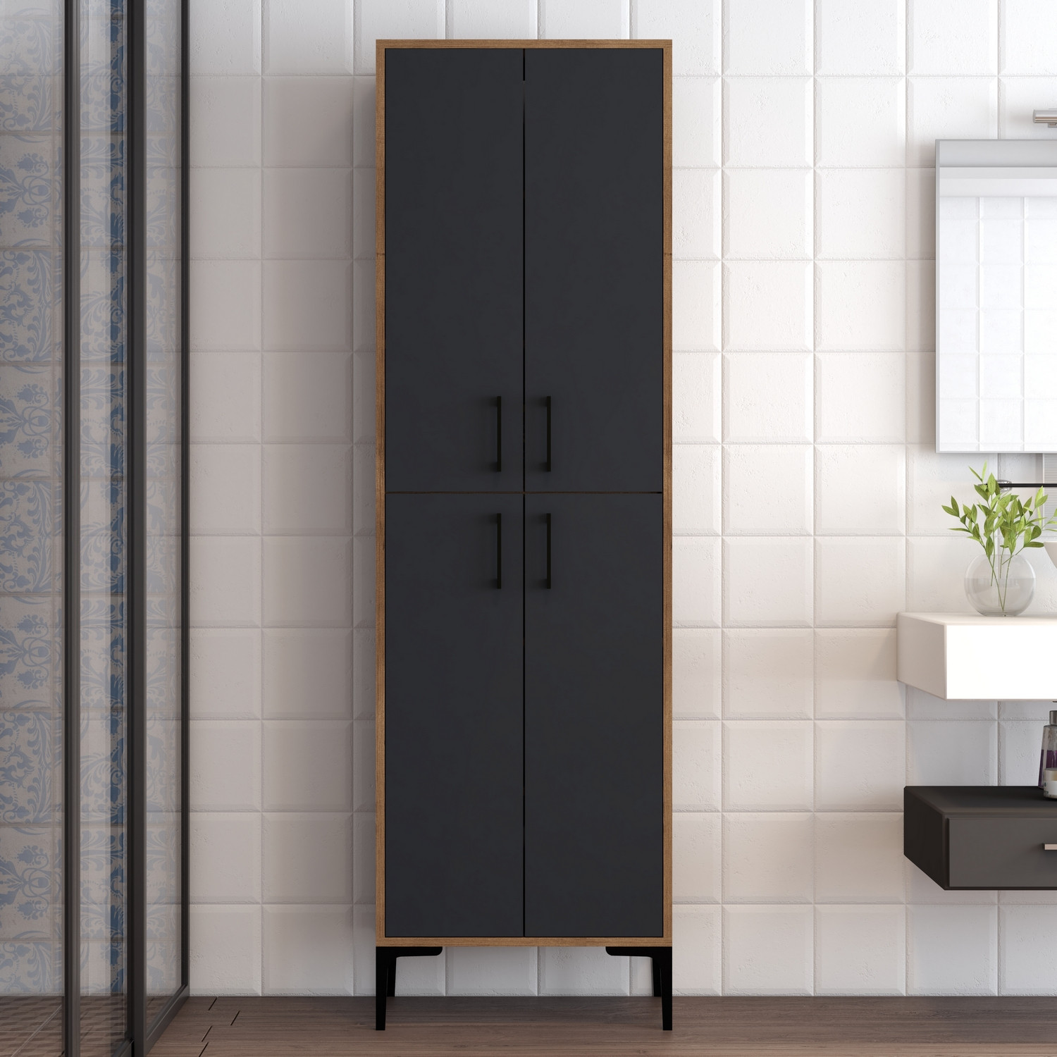 Benta Cabinet Walnut Brown Anthracite