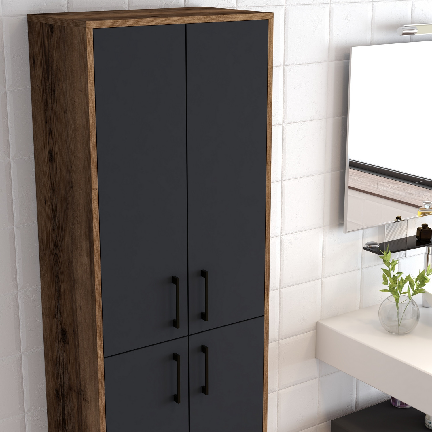 Benta Cabinet Walnut Brown Anthracite