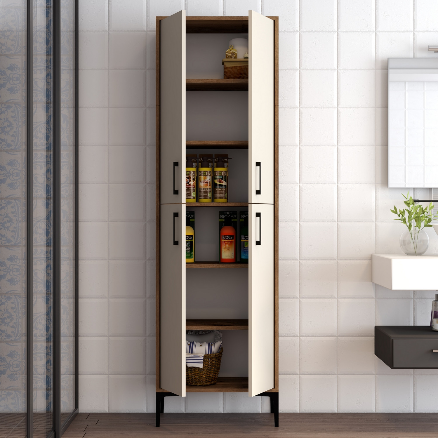 Benta Cabinet Walnut Brown Cream
