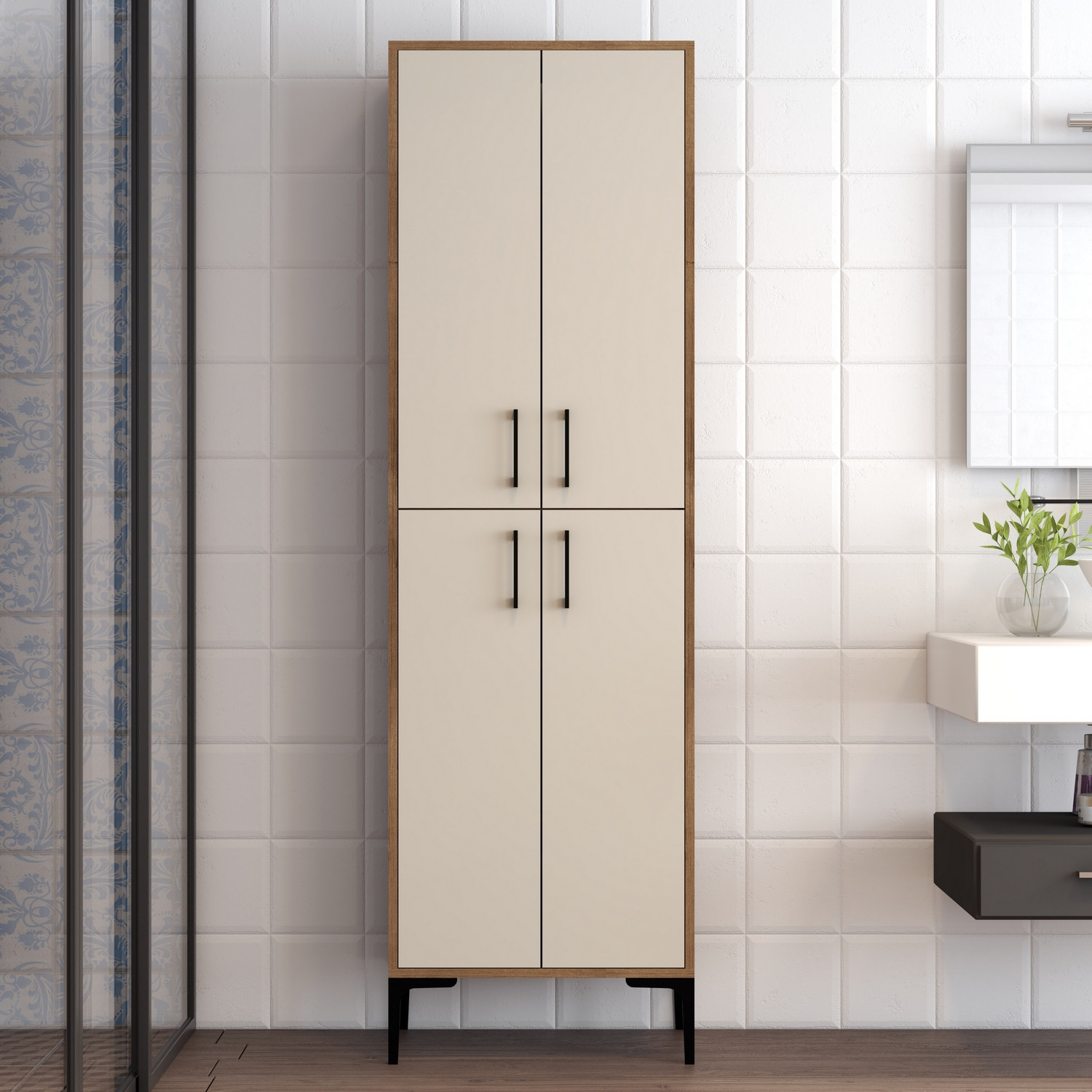 Benta Cabinet Walnut Brown Cream