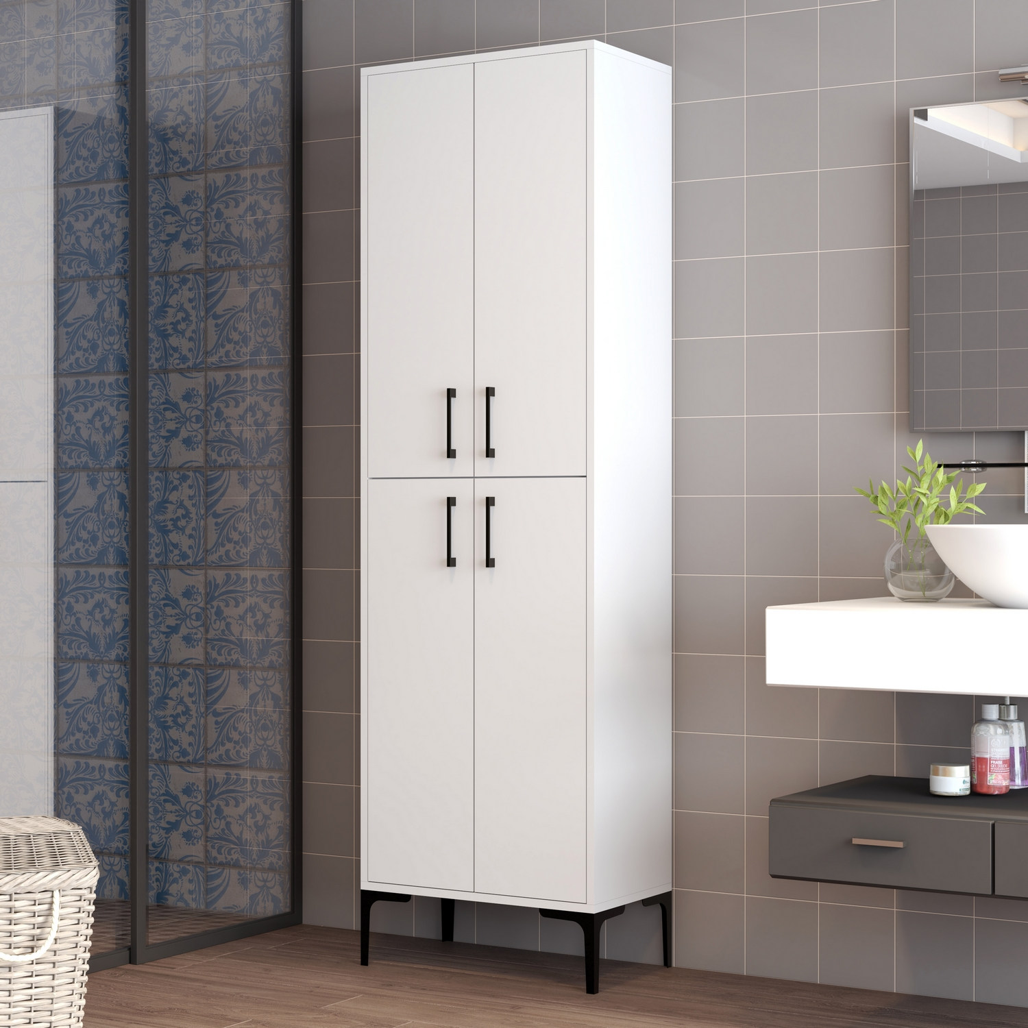 Benta Cabinet White with black details
