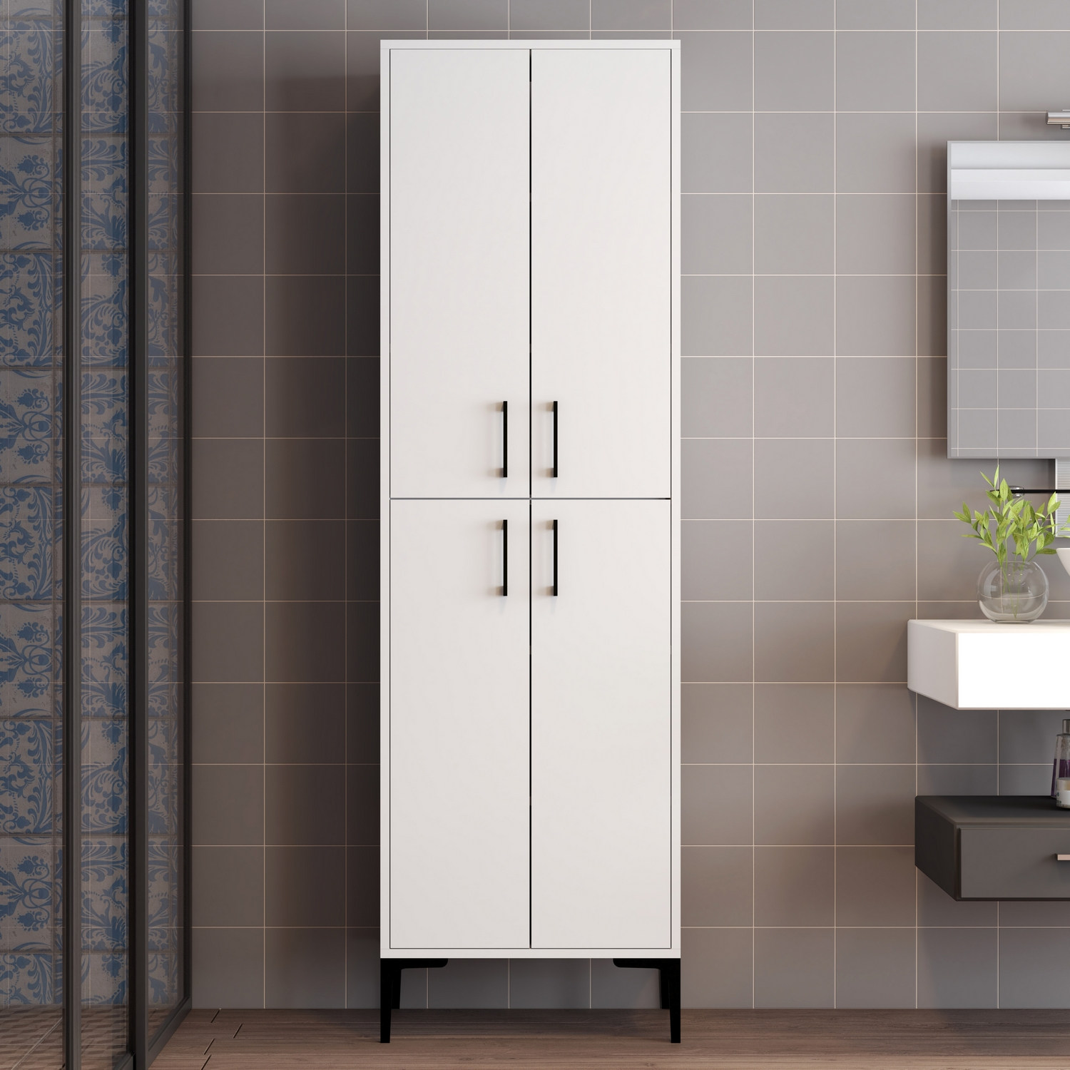 Benta Cabinet White with black details