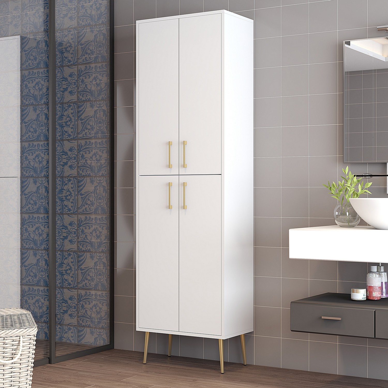 Benta Cabinet White with golden details