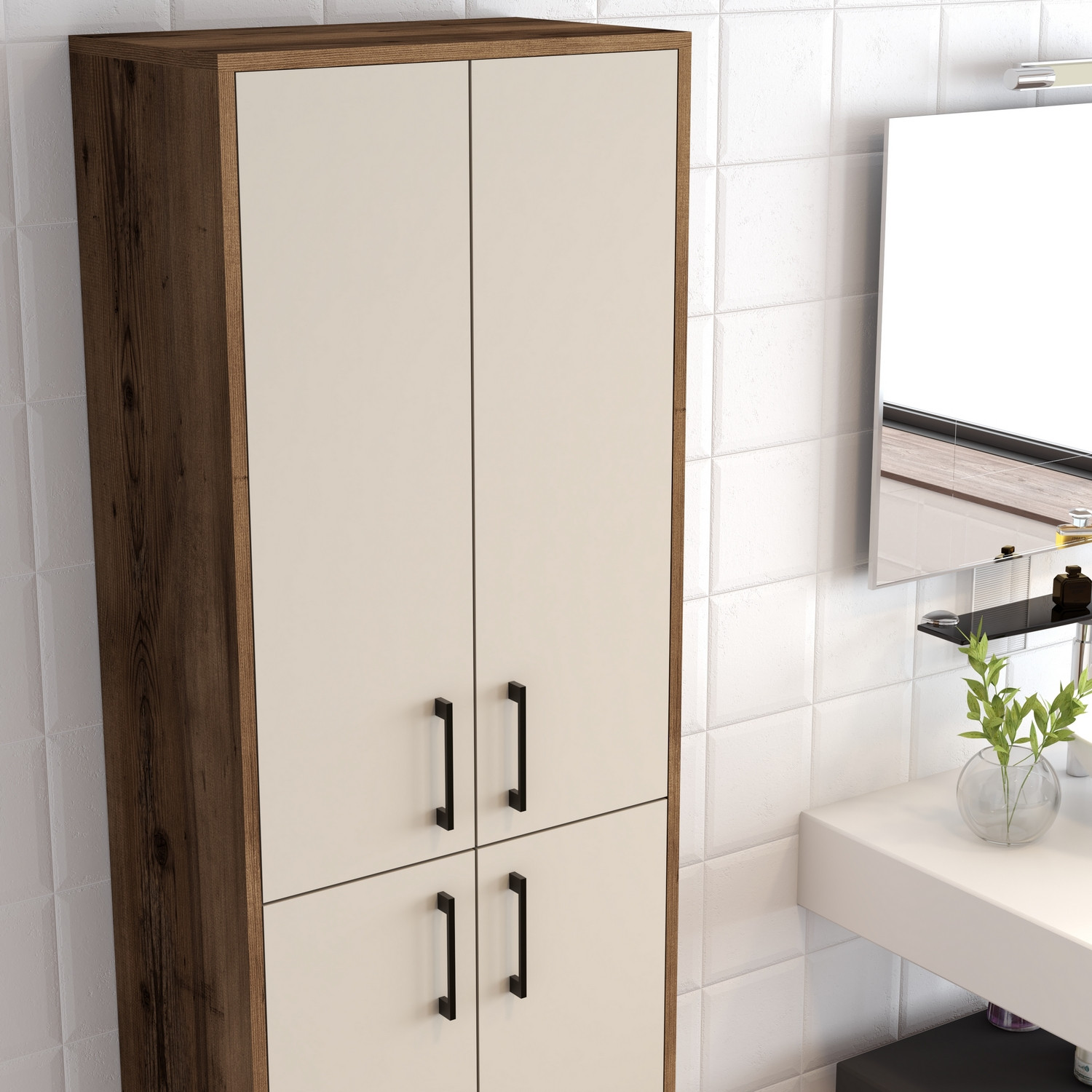 Benta Cabinet Walnut Brown Cream