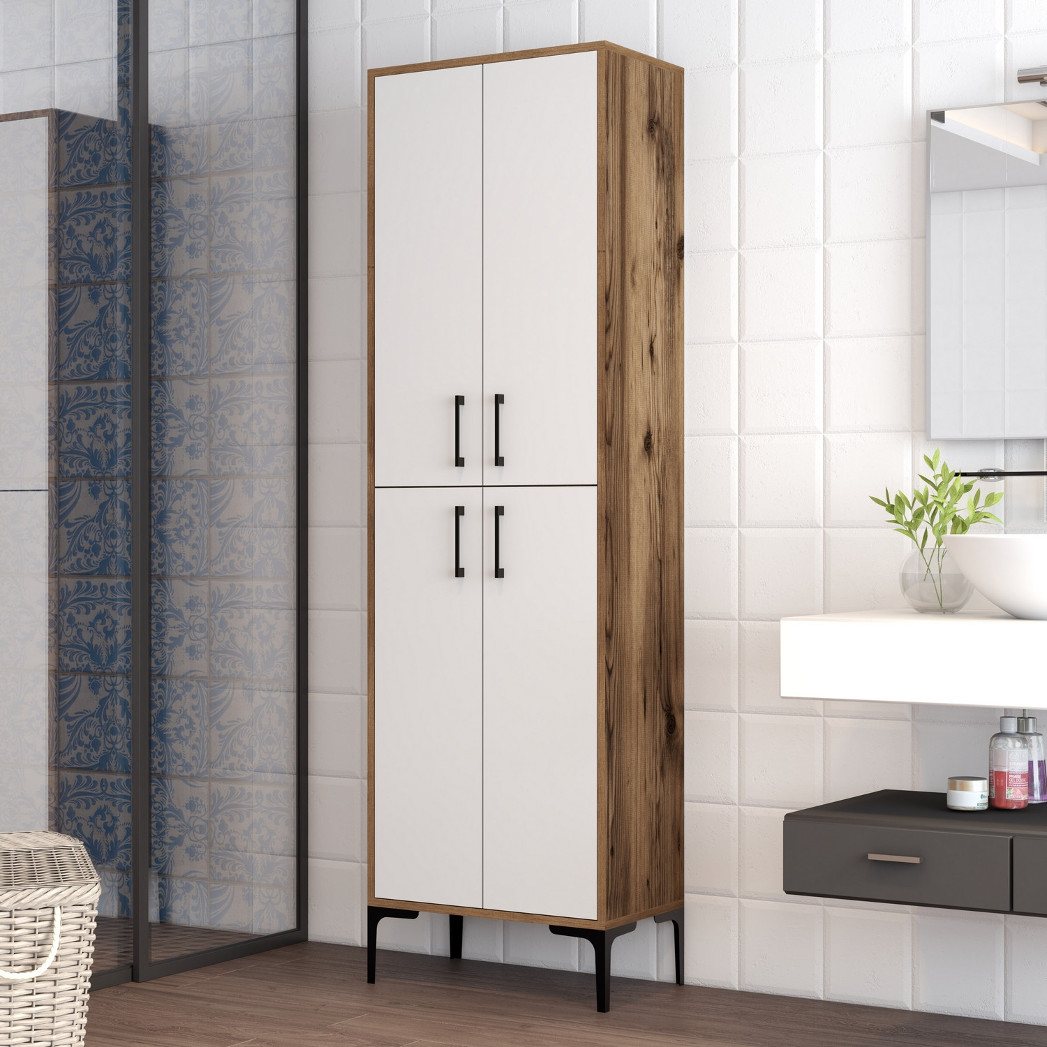 Benta Cabinet Walnut Brown White
