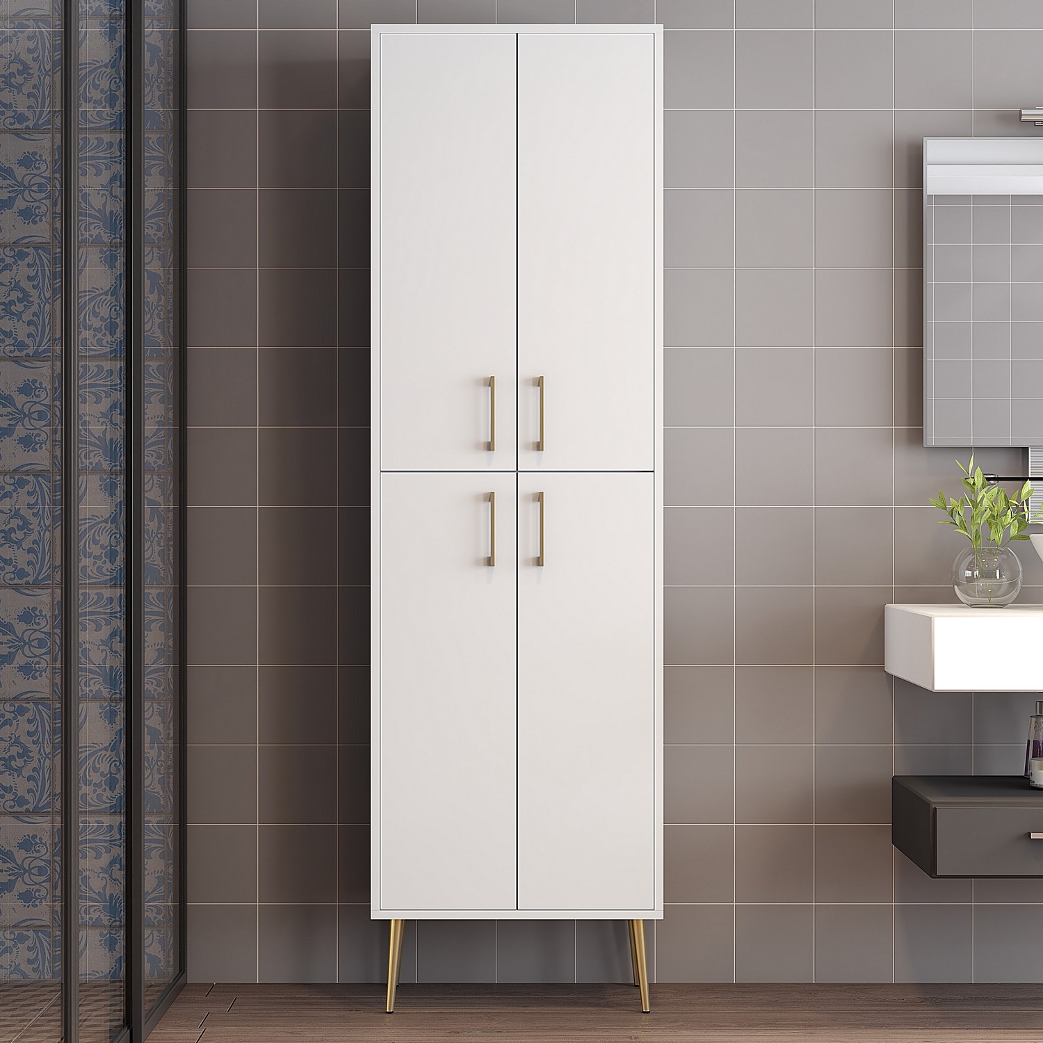 Benta Cabinet White with golden details