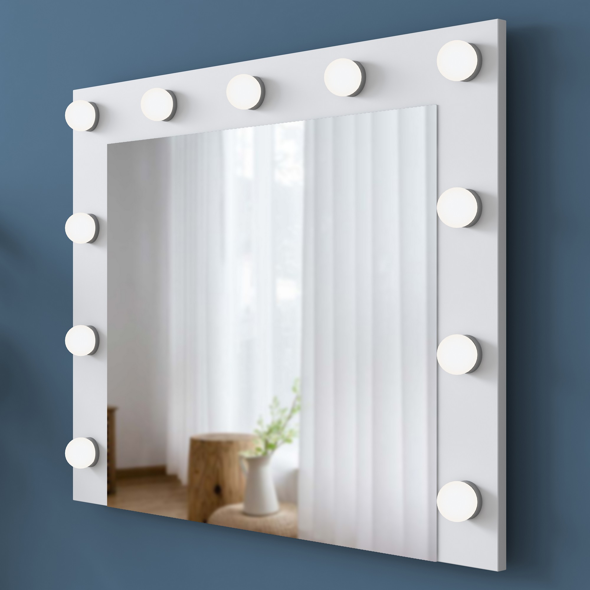 Dressing table with mirror and drawers White