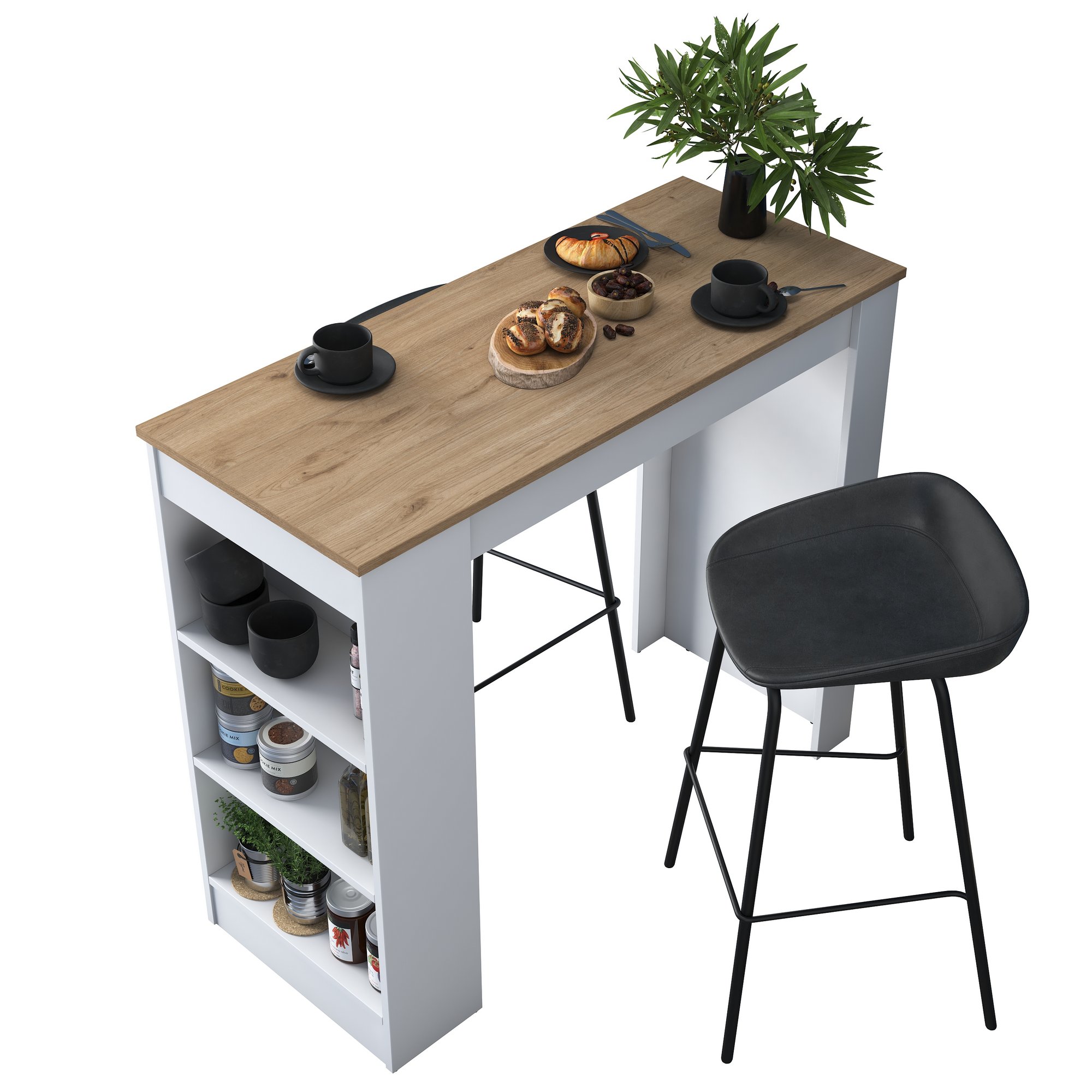 Bar table walnut brown white