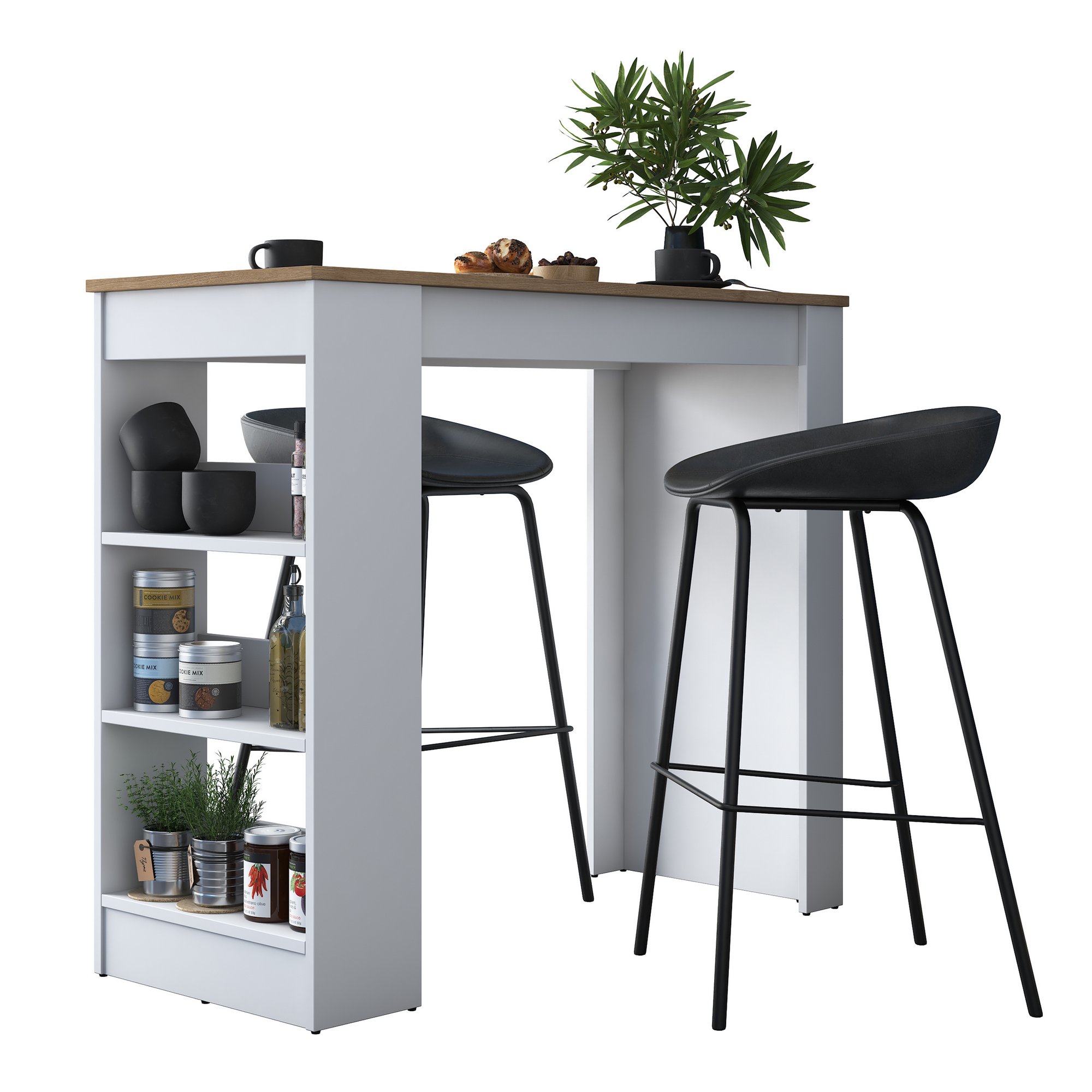 Bar table walnut brown white