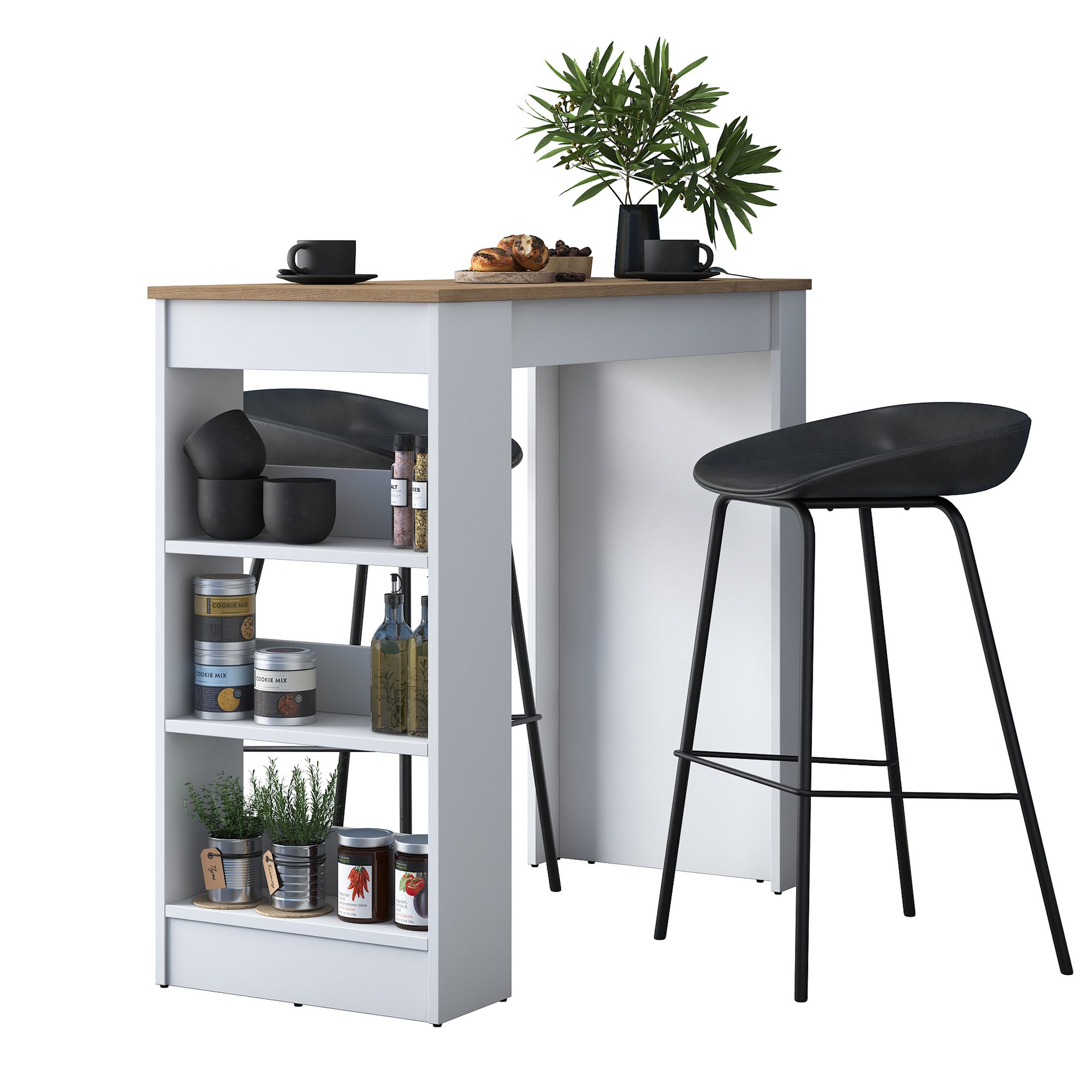 Bar table walnut brown white