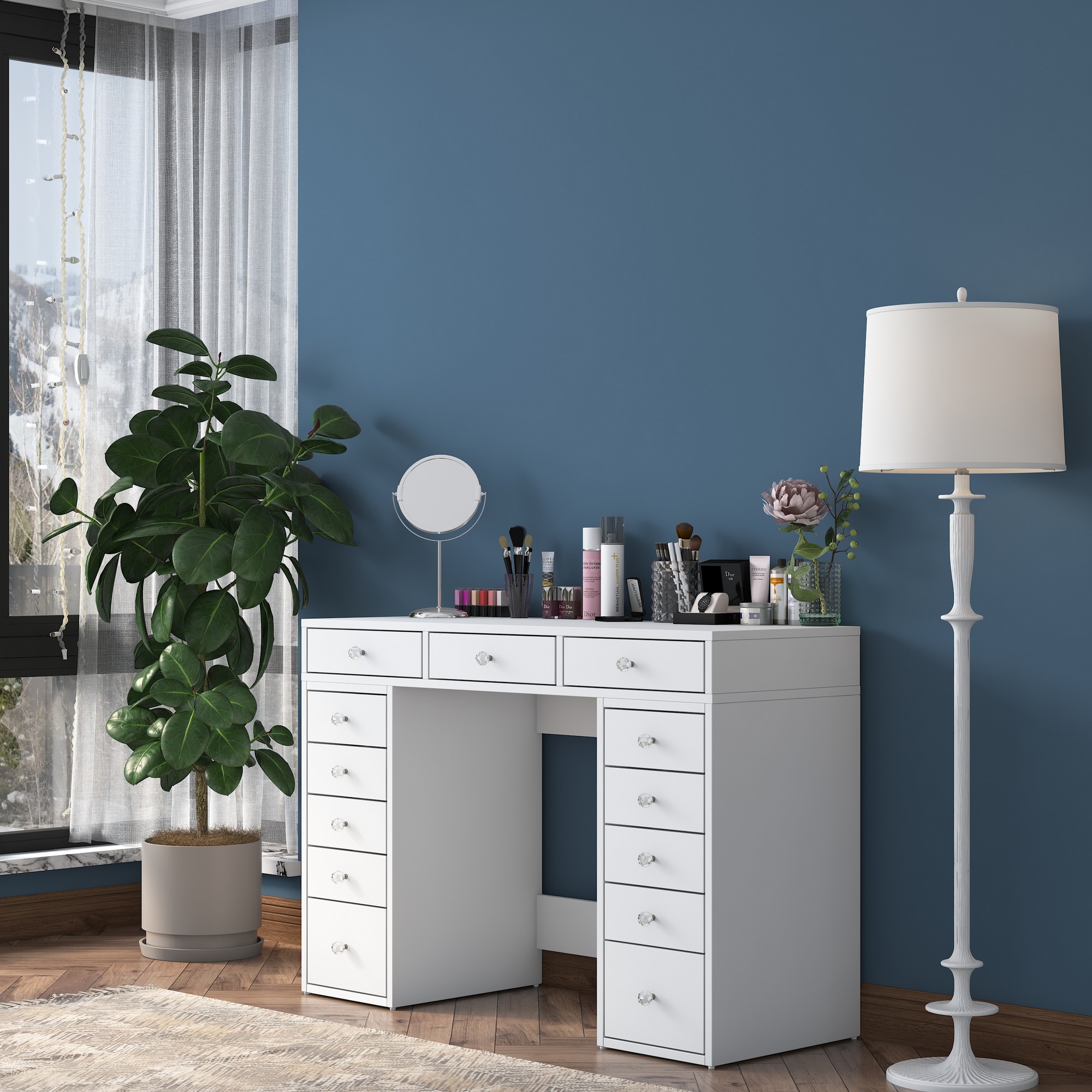 Dressing table with drawers White