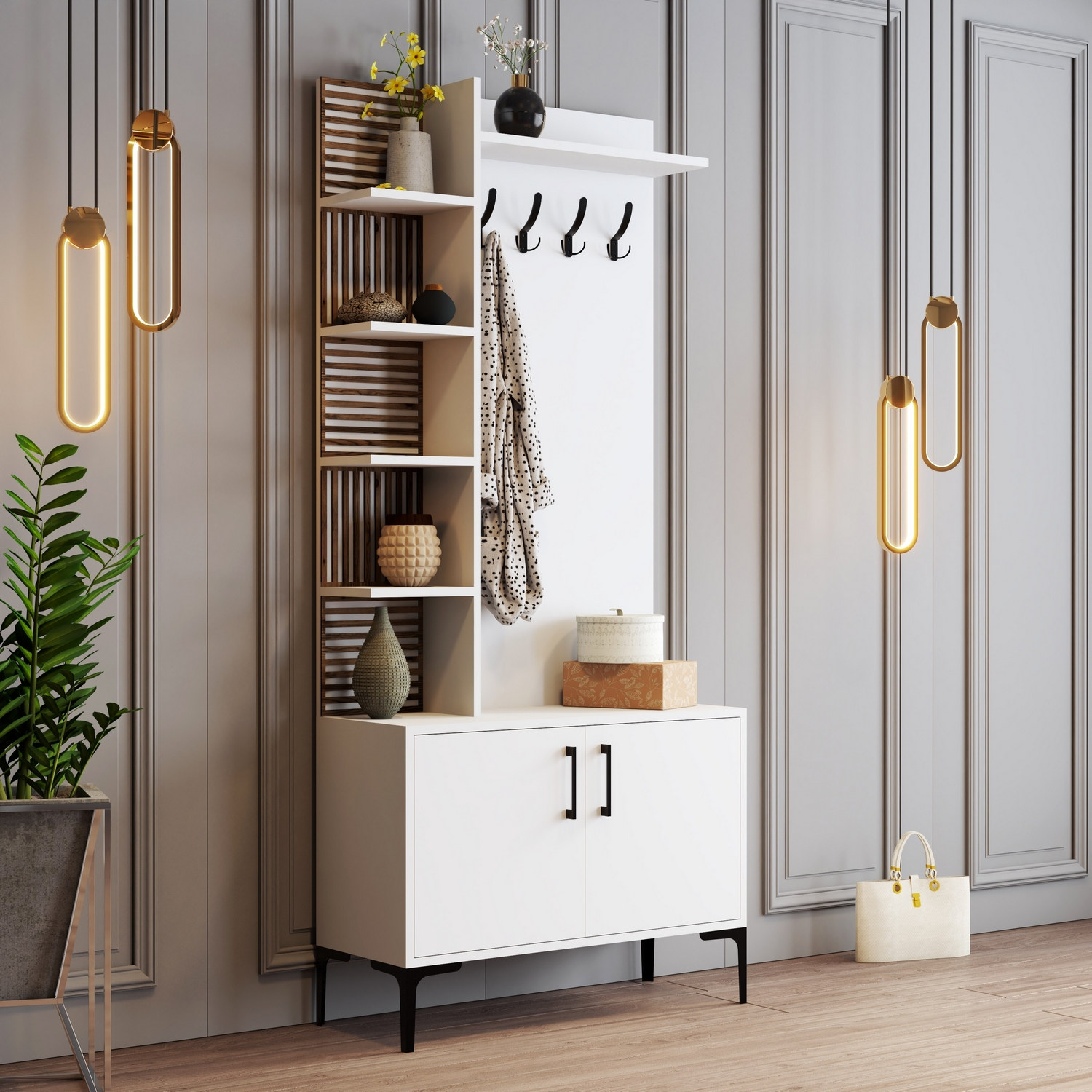 Vienna Wardrobe White with black details 90cm x 200cm