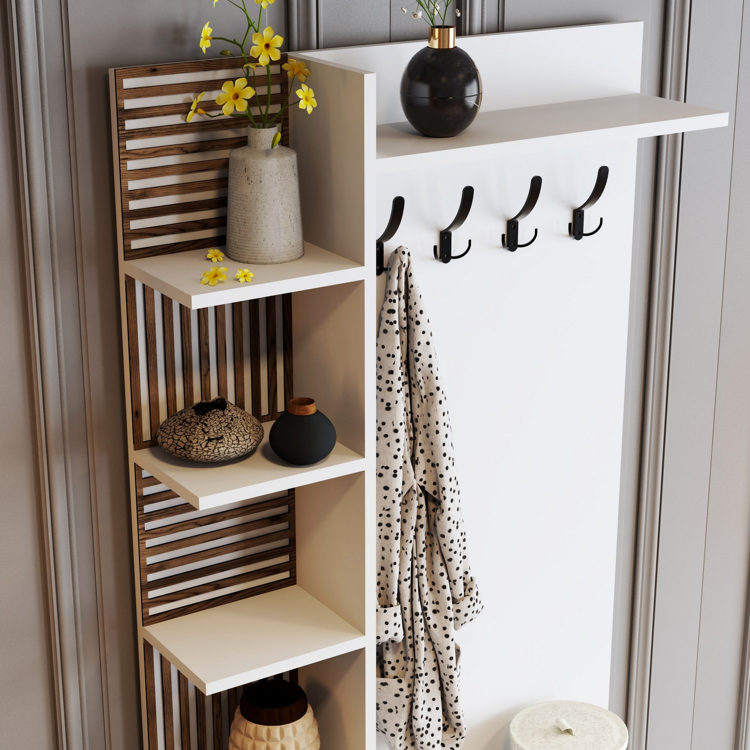 Vienna Wardrobe White with black details 90cm x 200cm