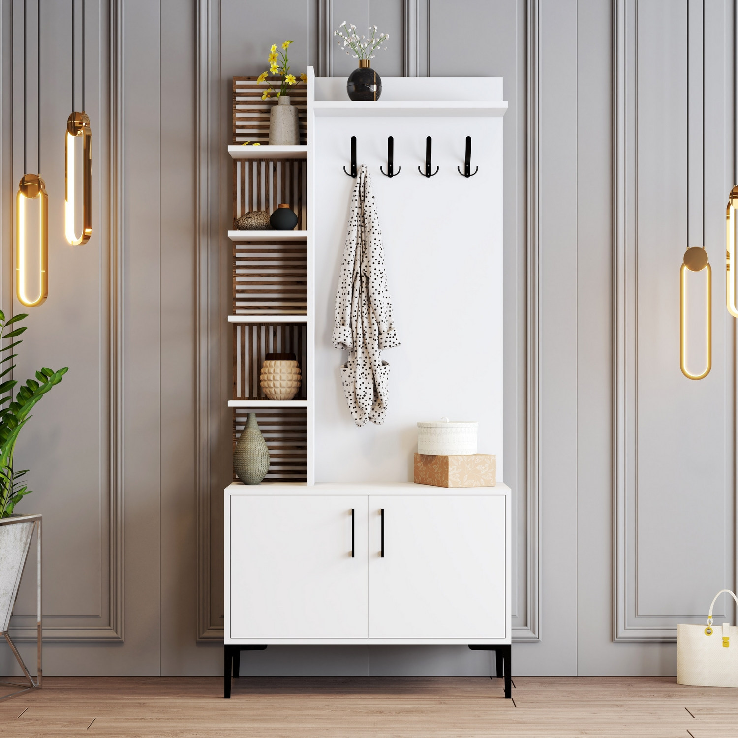Vienna Wardrobe White with black details 90cm x 200cm