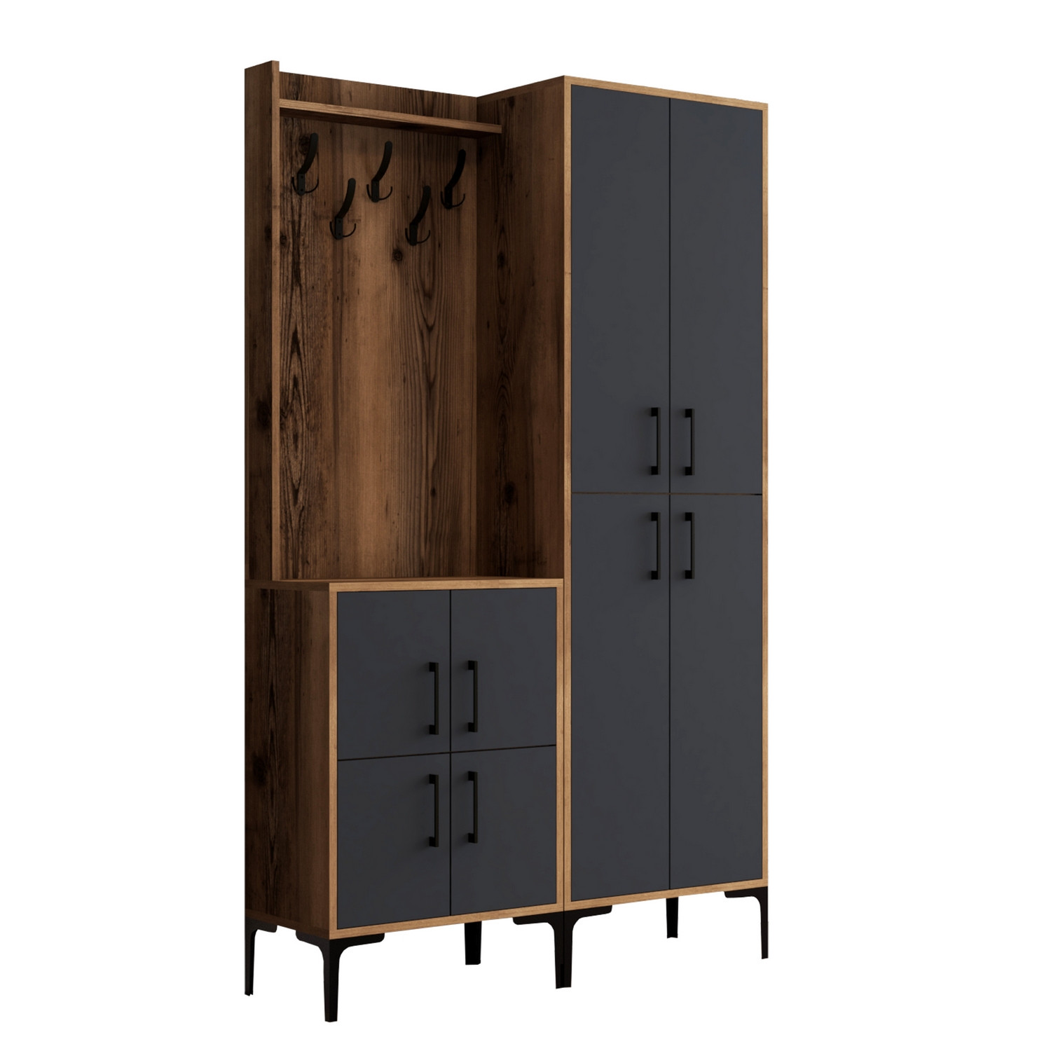 Ana Wardrobe Walnut Brown Anthracite 120cm x 200cm