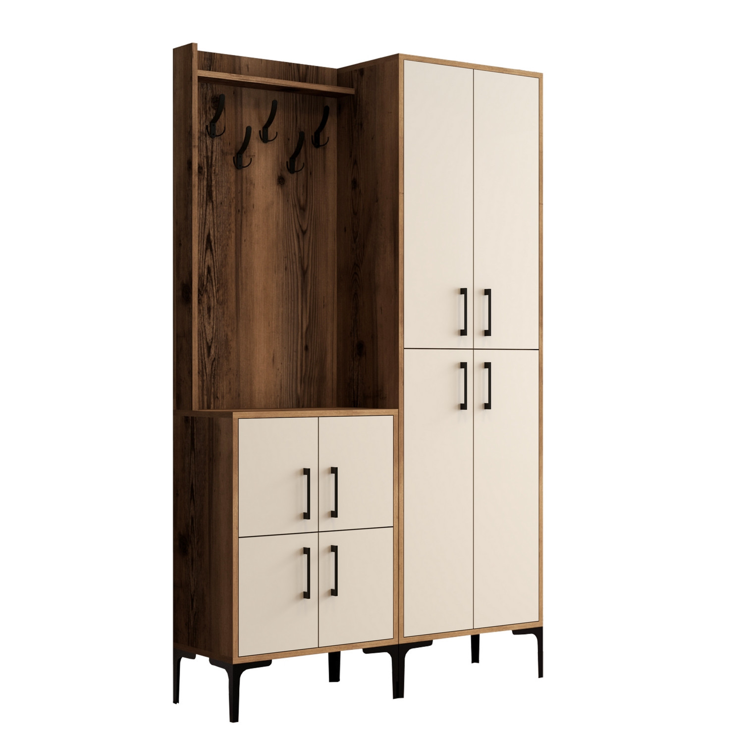 Ana Wardrobe Walnut Brown Cream 120cm x 200cm