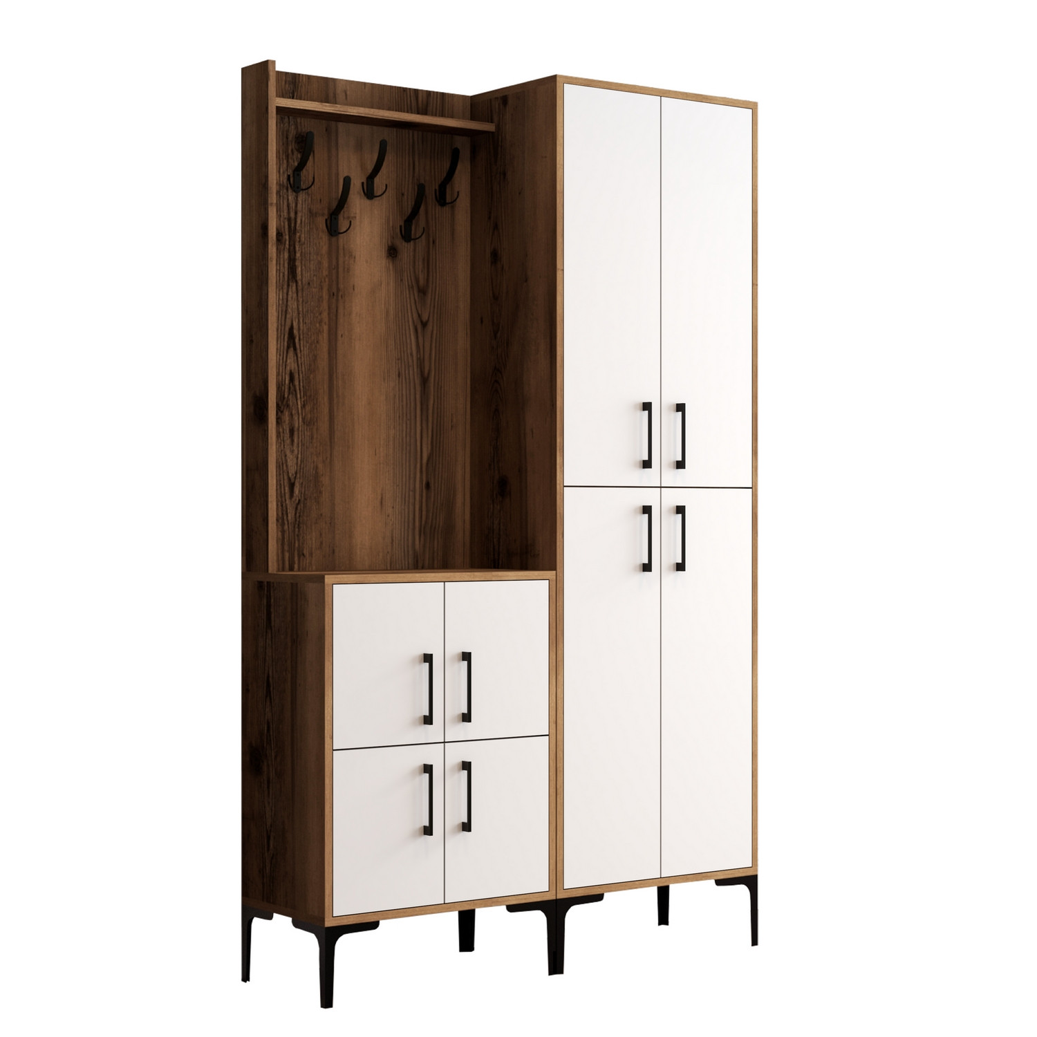 Ana Wardrobe Walnut Brown White 120cm x 200cm