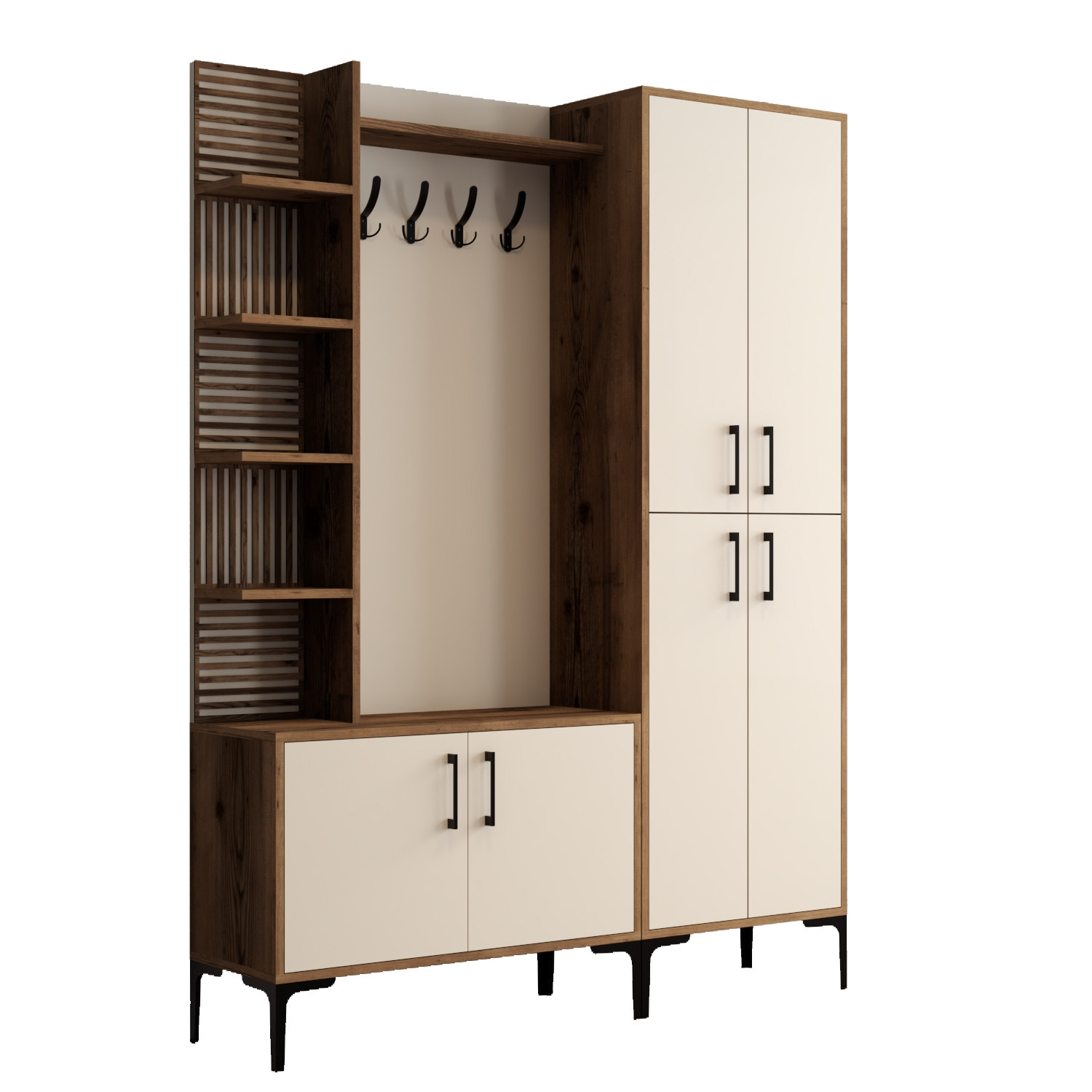 Walnut Brown Wardrobe Cream 150cm x 200cm