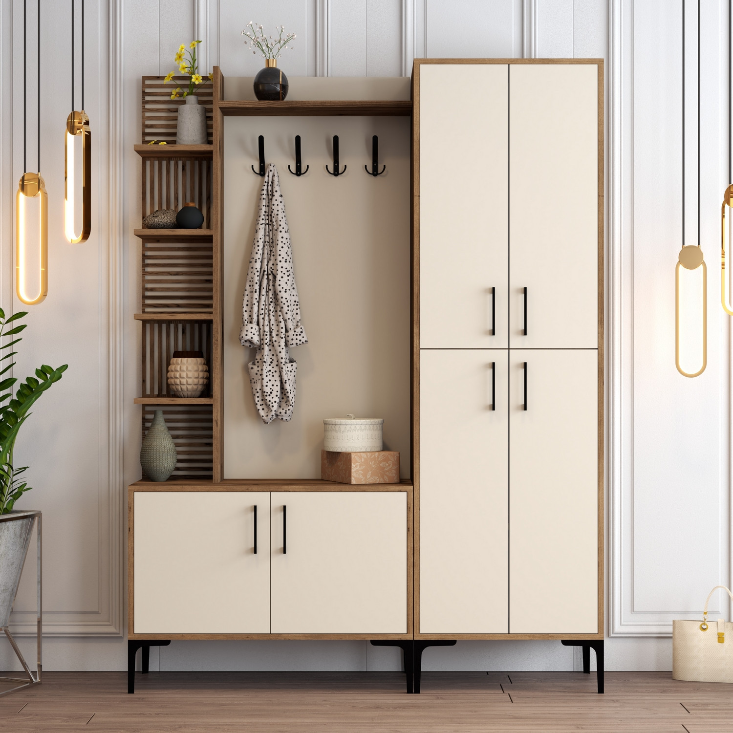 Extend Appendiabiti Marrone noce Crema 150cm x 200cm