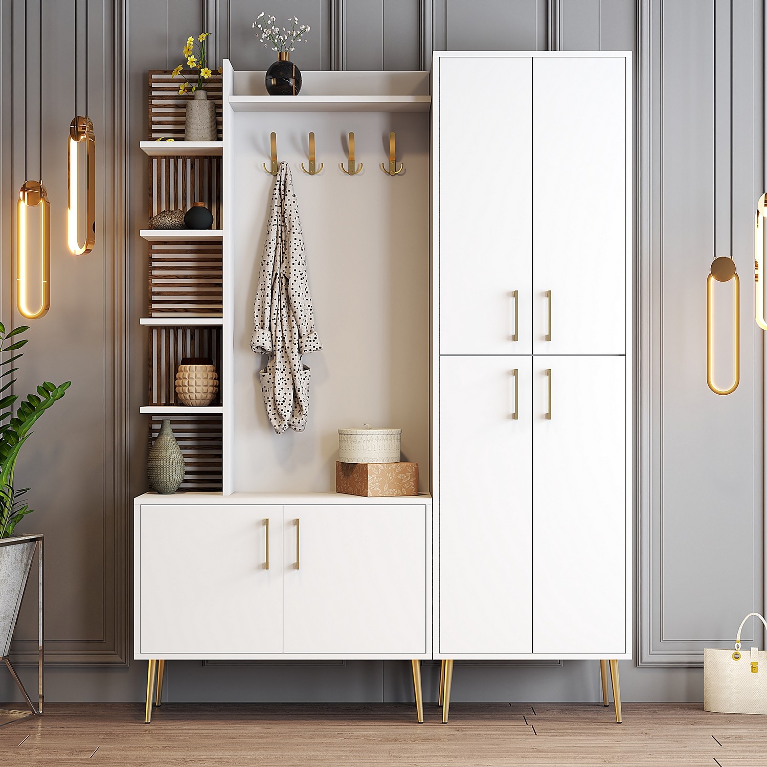 Extend Wardrobe White Golden Details 150cm x 200cm