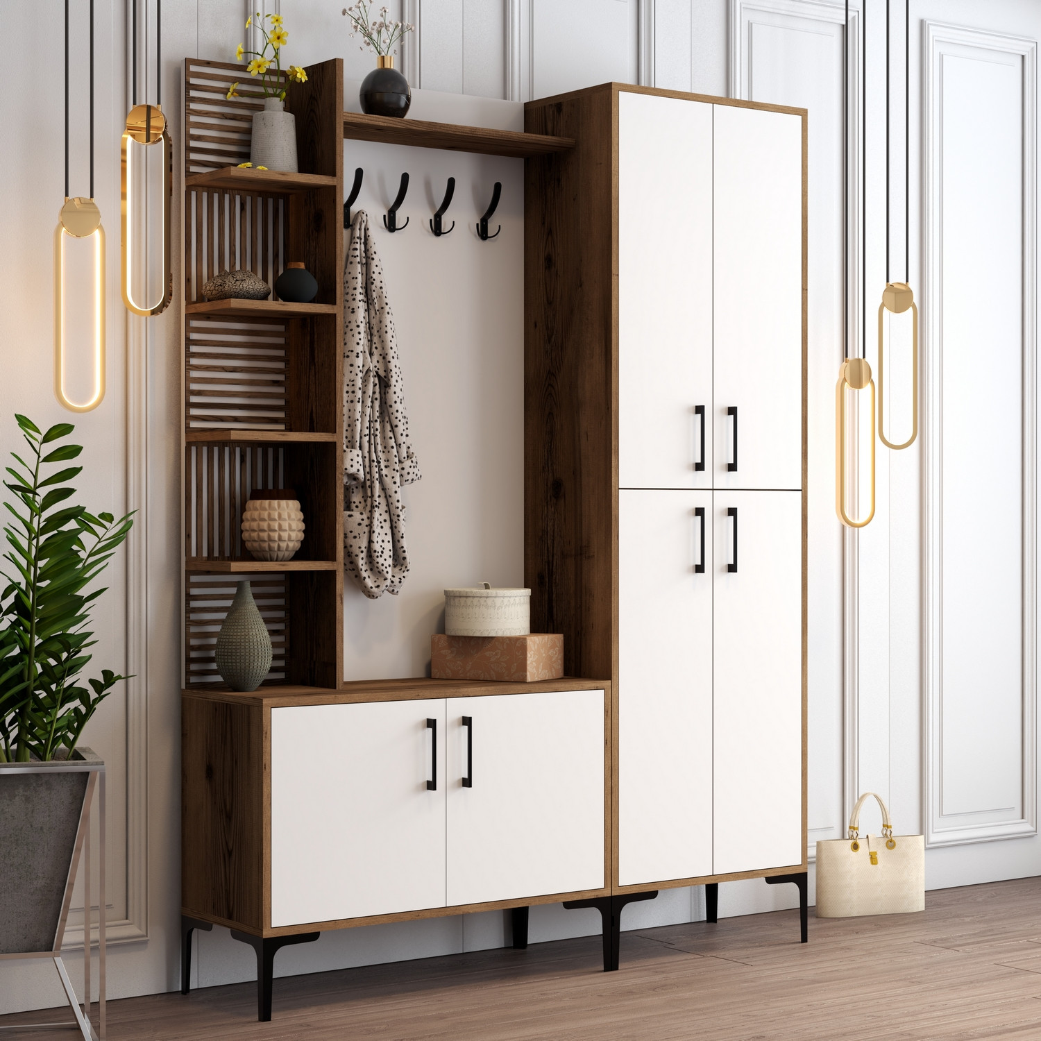 Extend Wardrobe Walnut Brown White 150cm x 200cm