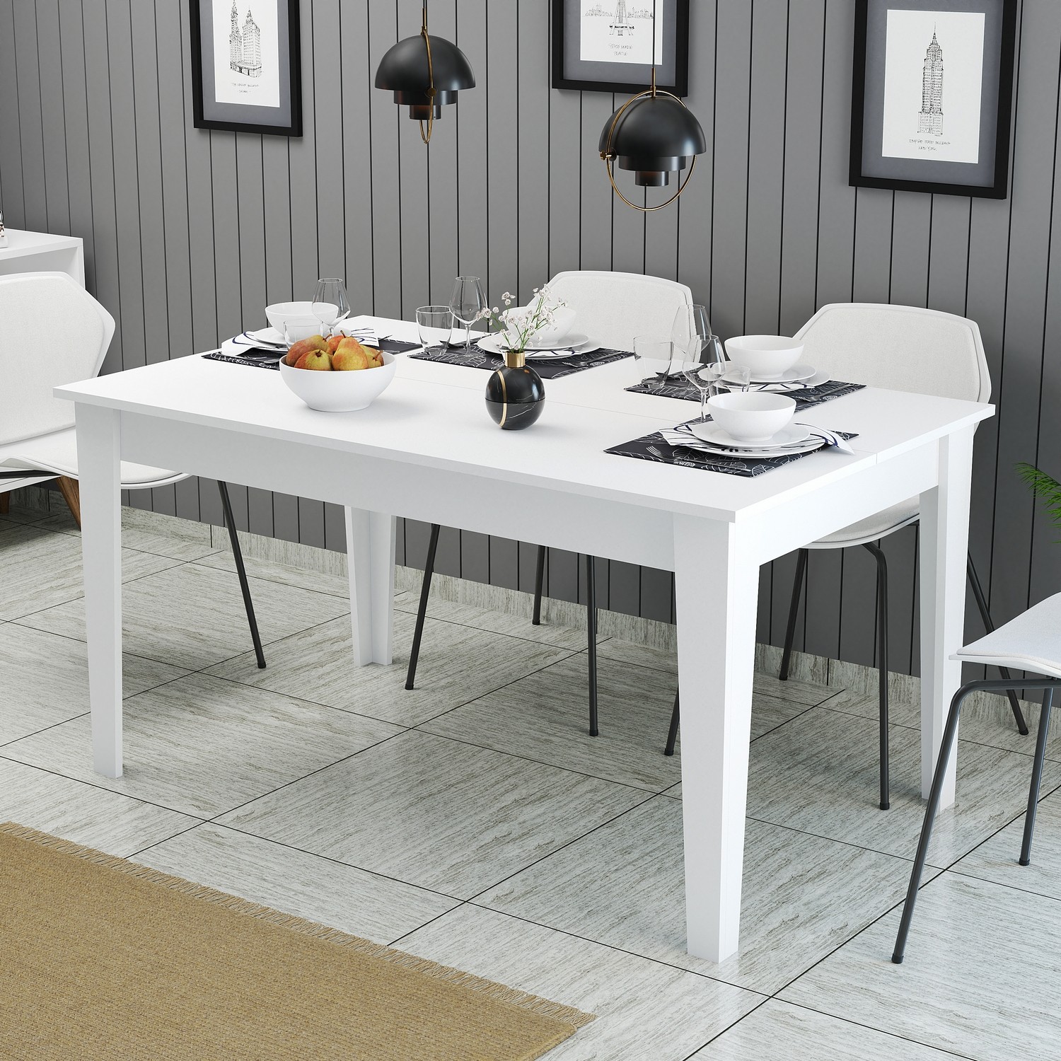 Tavolo da pranzo Milan bianco 145cm x 75cm