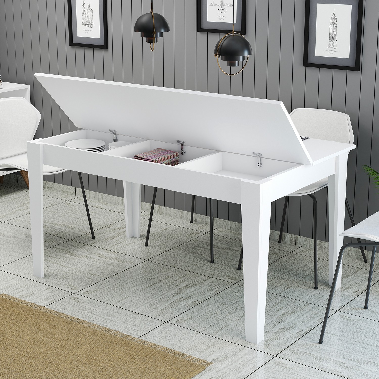 Tavolo da pranzo Milan bianco 145cm x 75cm