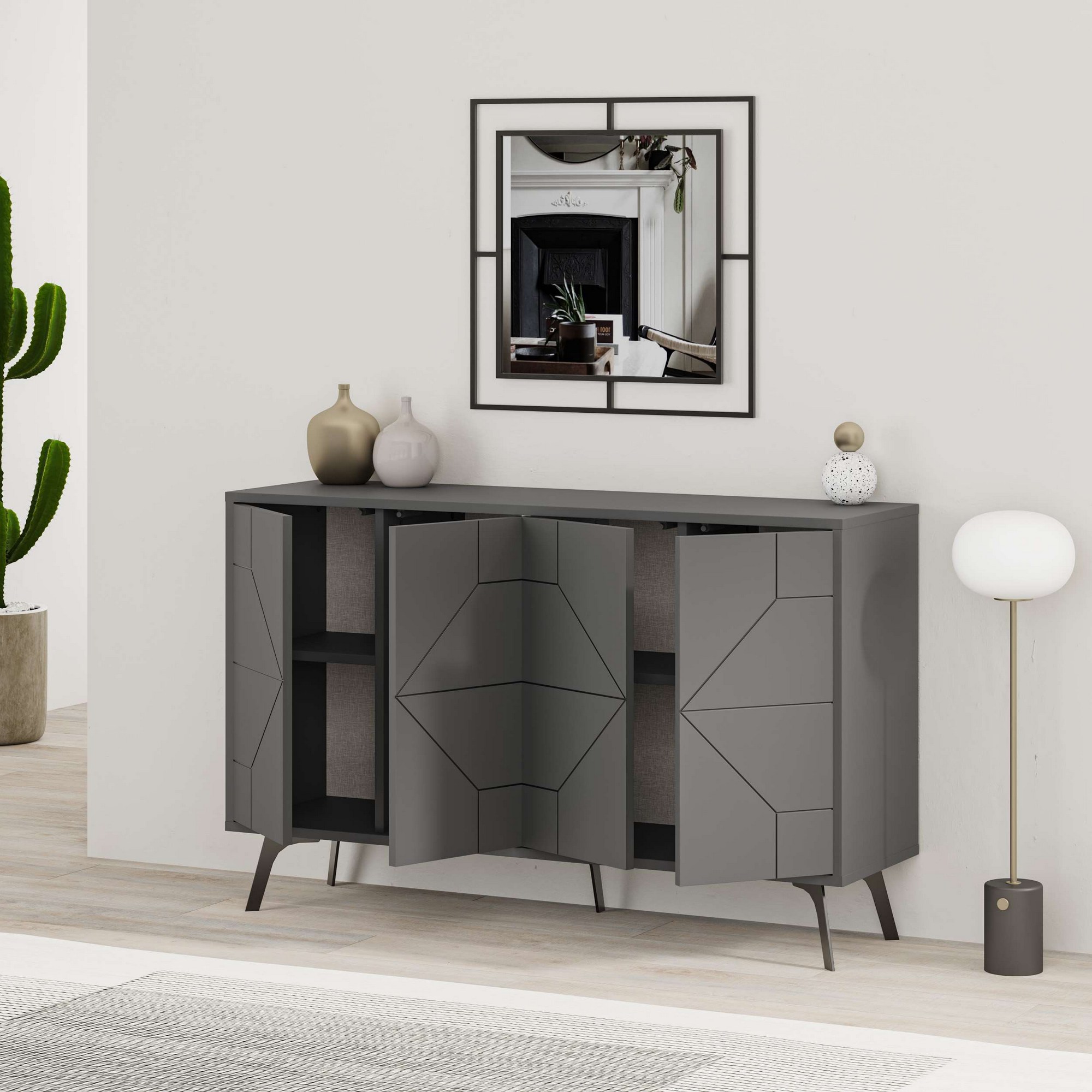 Dune chest of drawers anthracite 123cm x 62.4cm