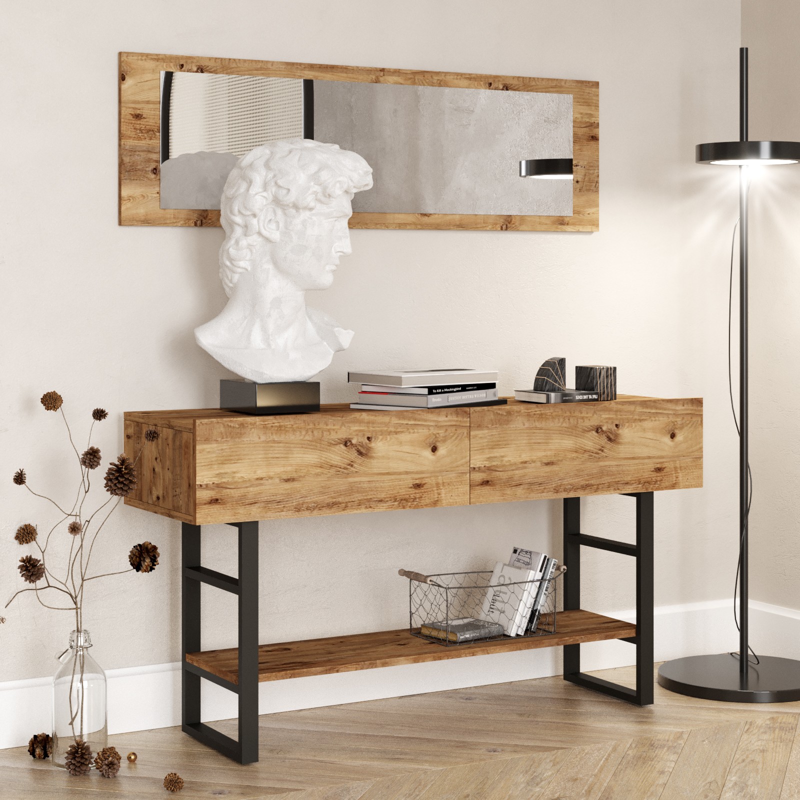 Console table with shelf Brown