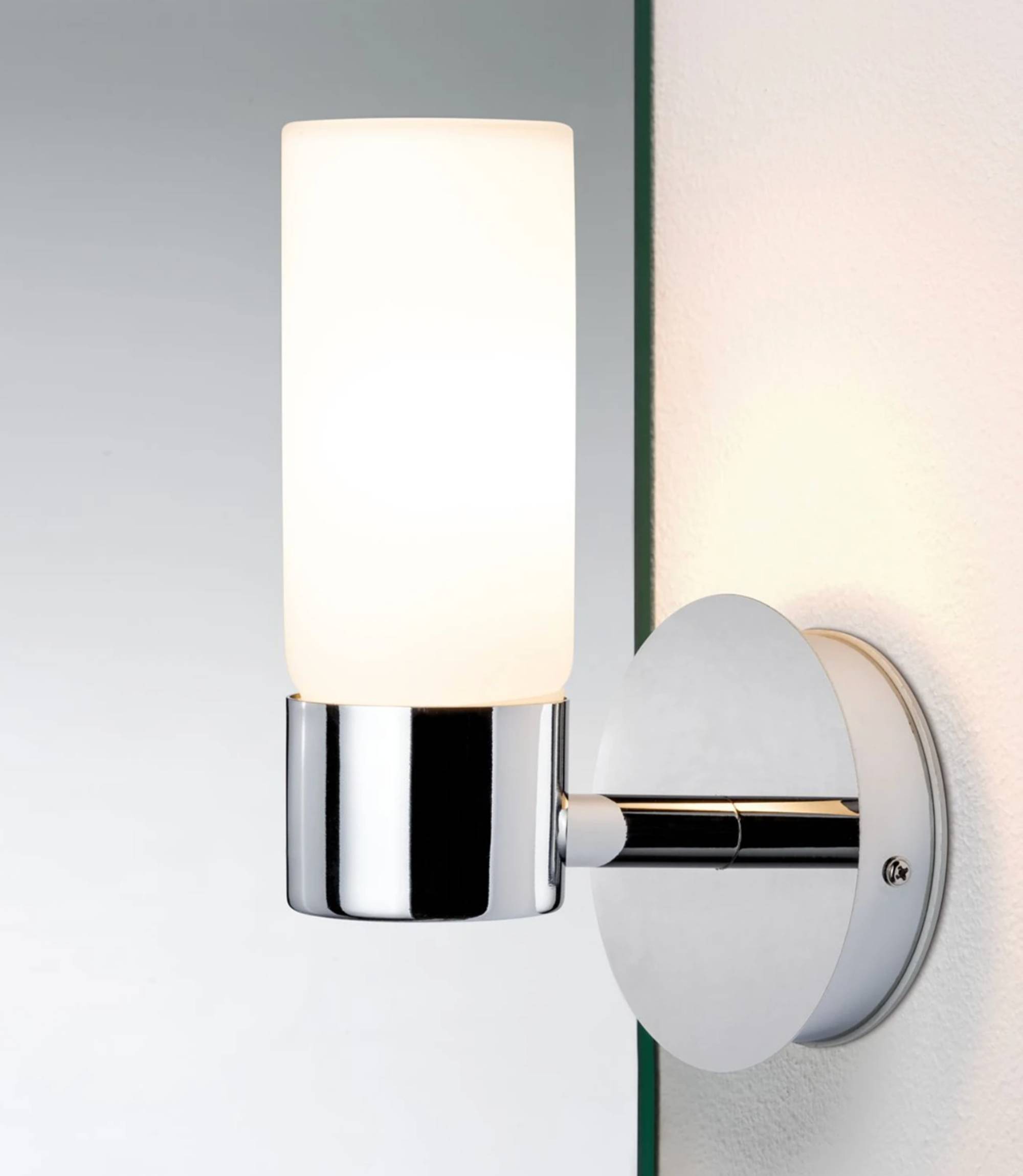 1-light wall lamp frosted glass chrome white