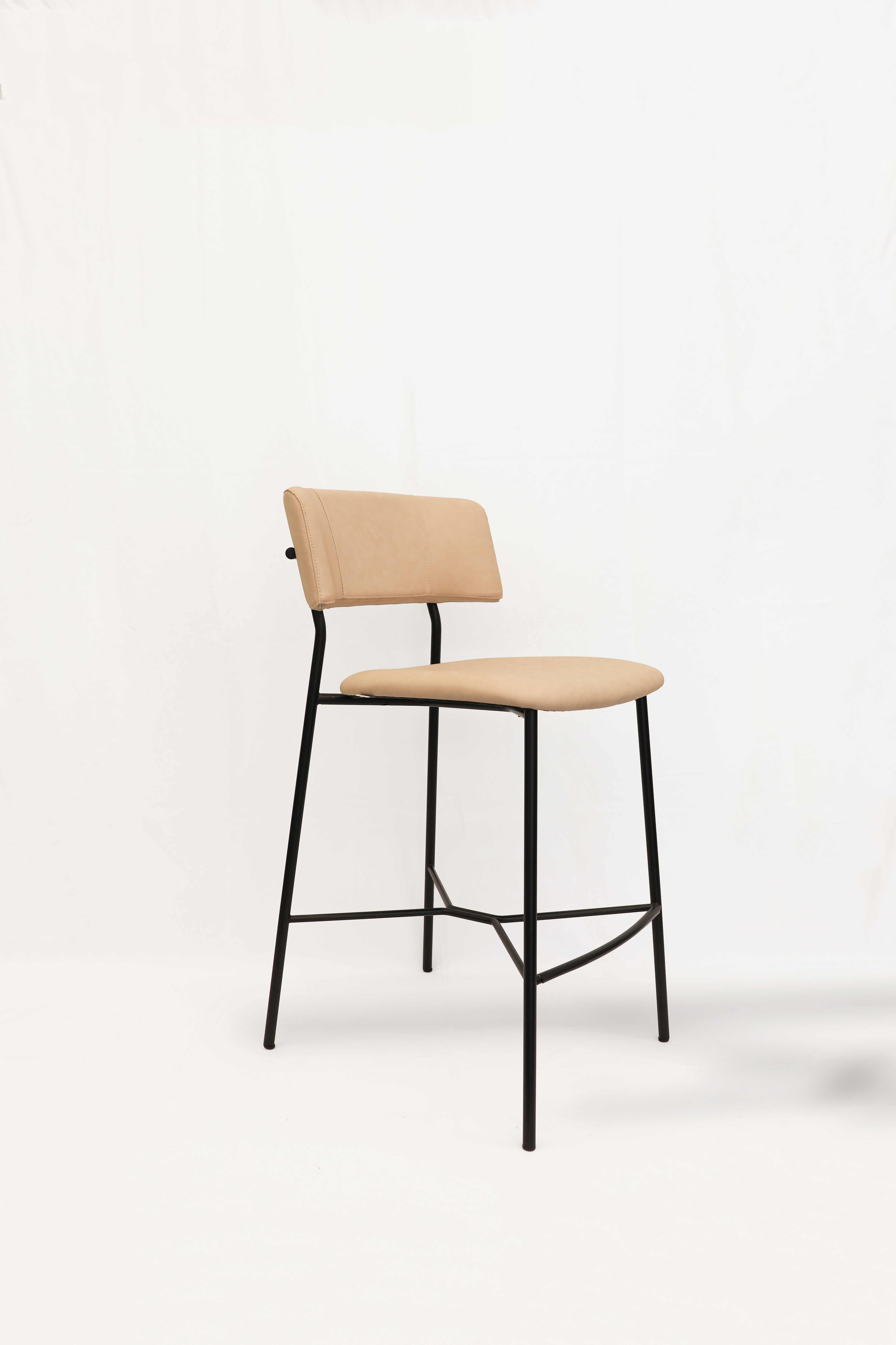 Marlen Sgabello da bar Ecopelle Metallo Beige
