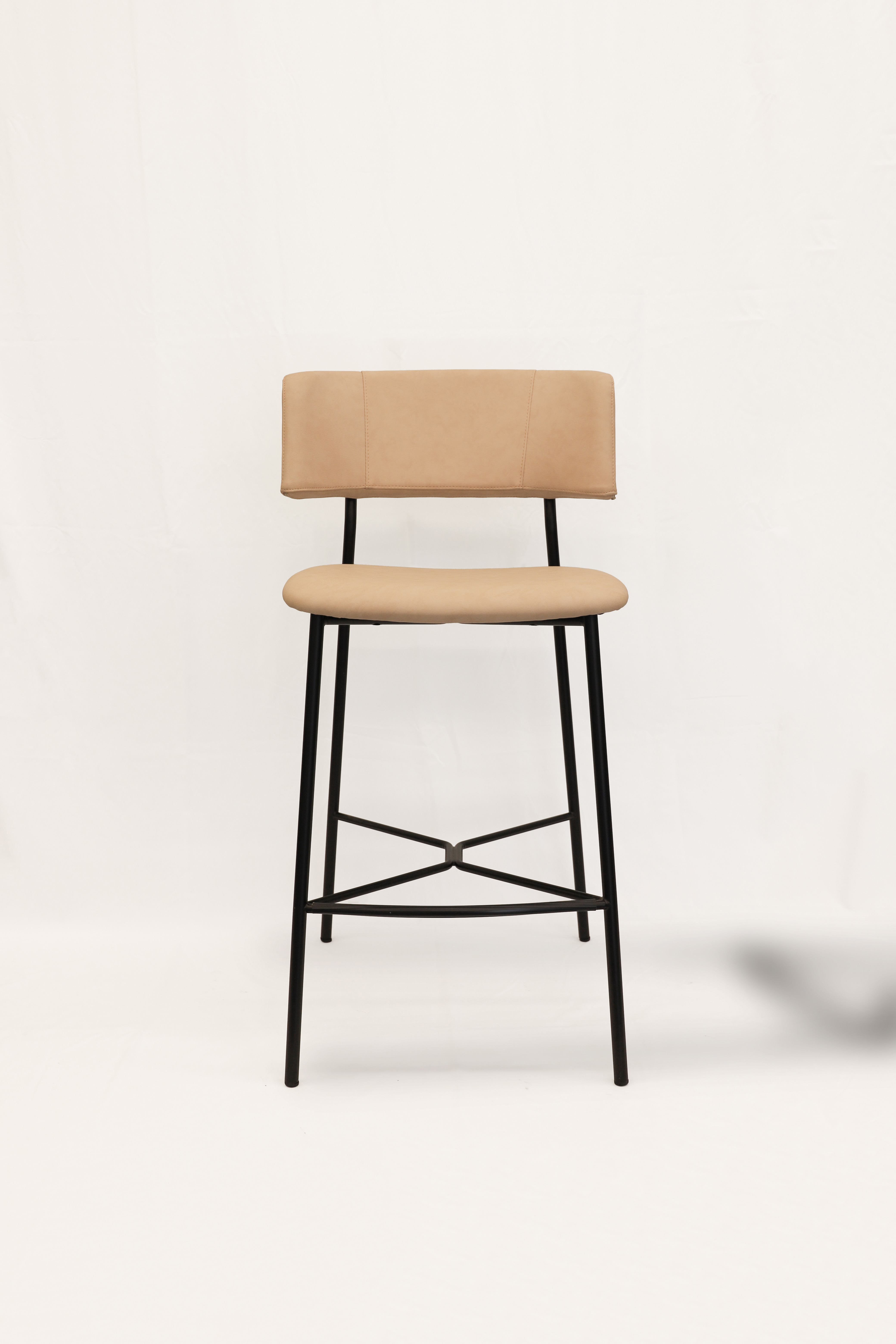 Marlen Bar Stool Faux Leather Metal Beige