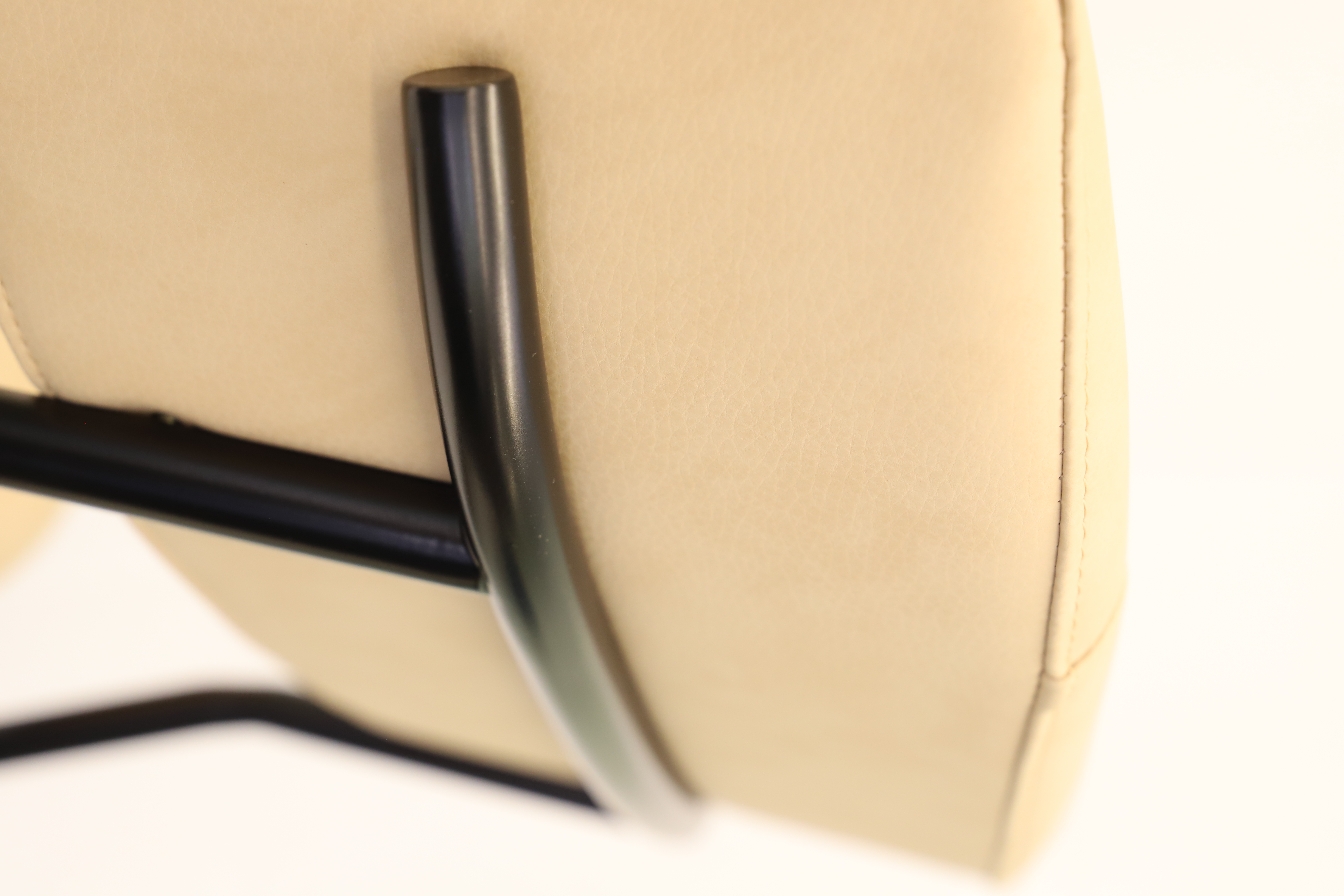 Marlen Stool Faux Leather Metal Beige