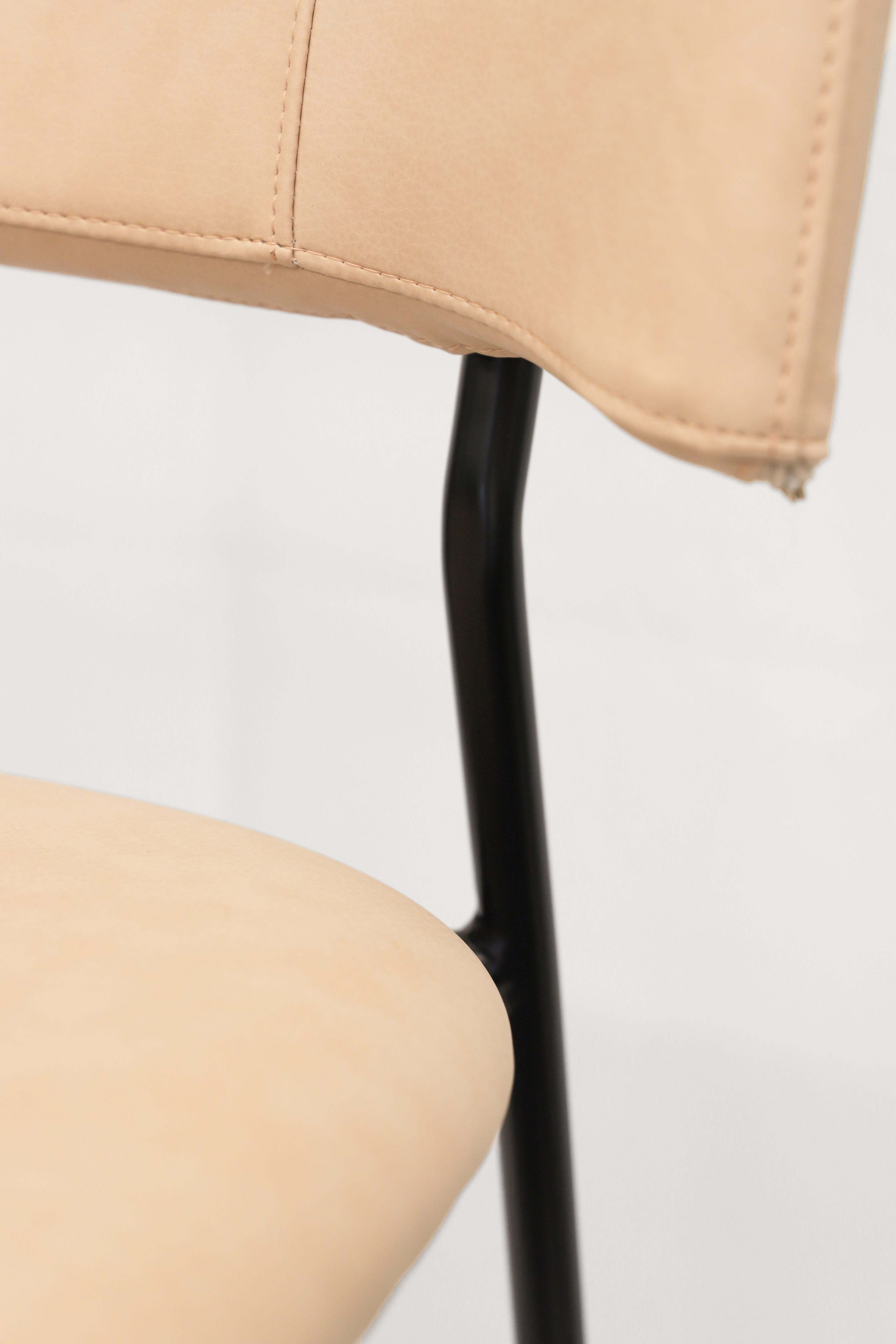 Marlen Stool Faux Leather Metal Beige